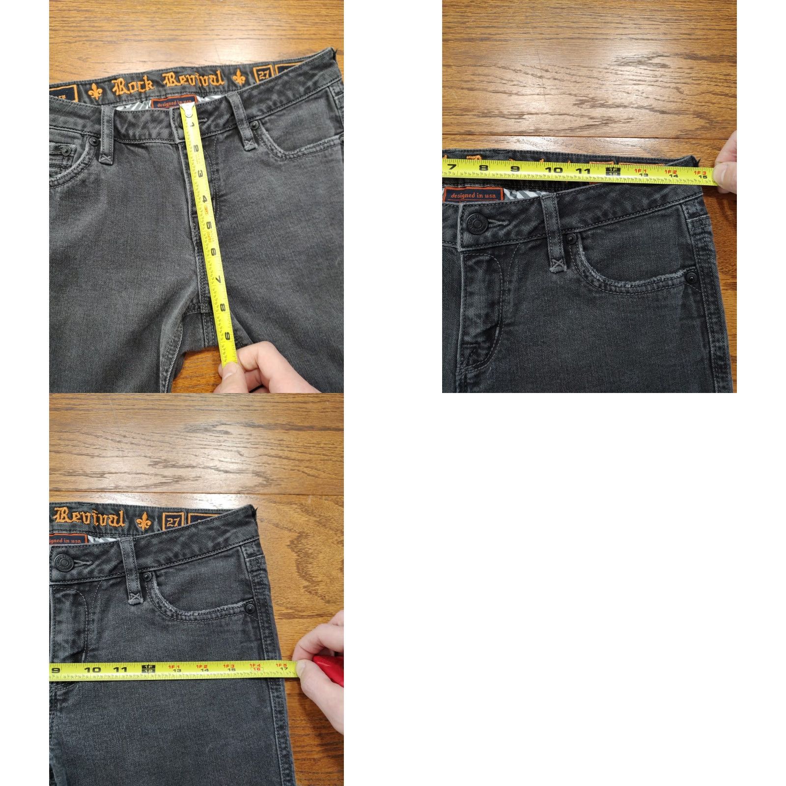 Vintage Rock Revival Flora Jeans Ankle Slim Black Denim Logo 5-Pocket Womens 27 X 26 In Size 27" / US 4 / IT 40 - 9 Thumbnail