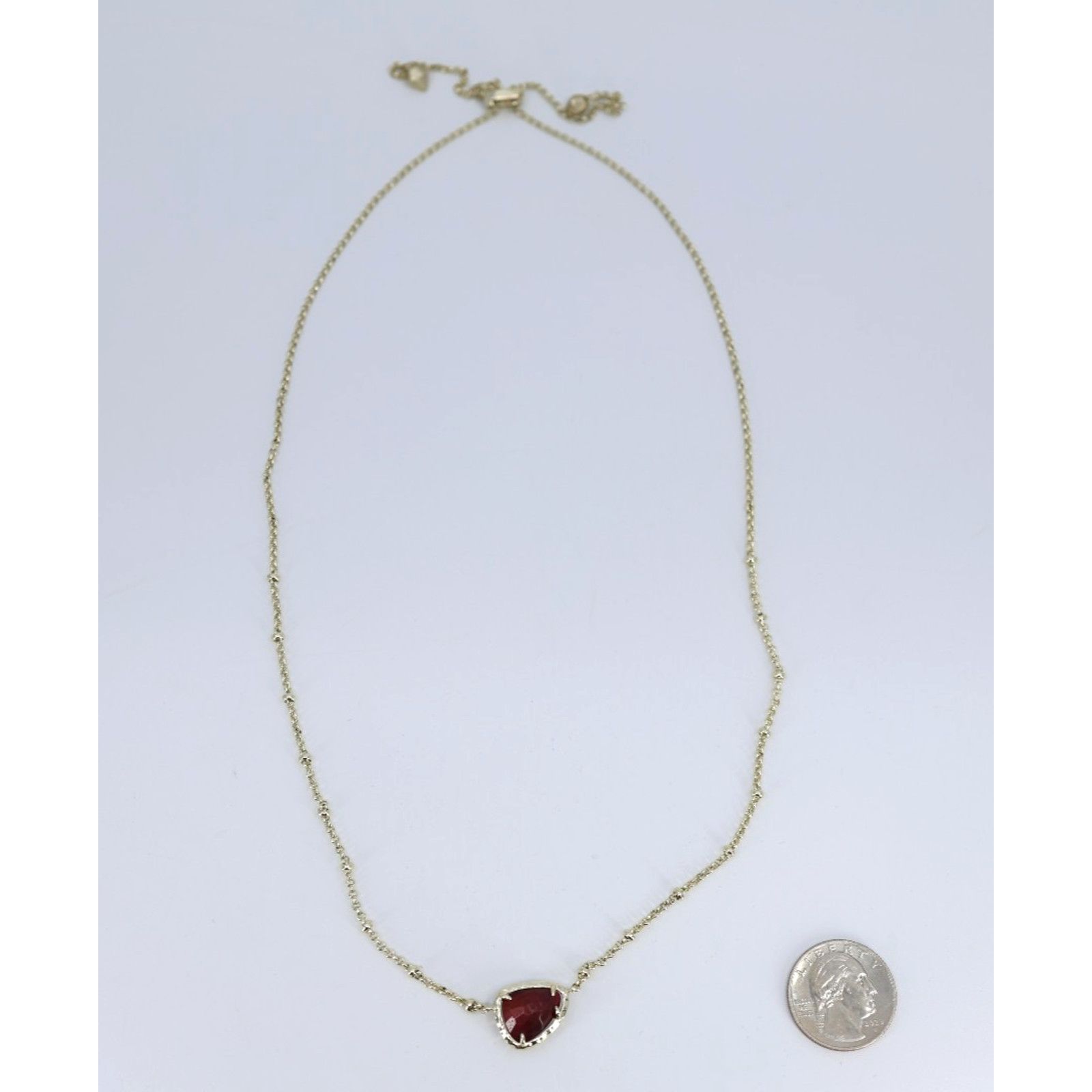 Kendra Scott KENDRA SCOTT Adjustable Necklace Gold Tone Red Stone Pendant Size ONE SIZE - 1 Thumbnail