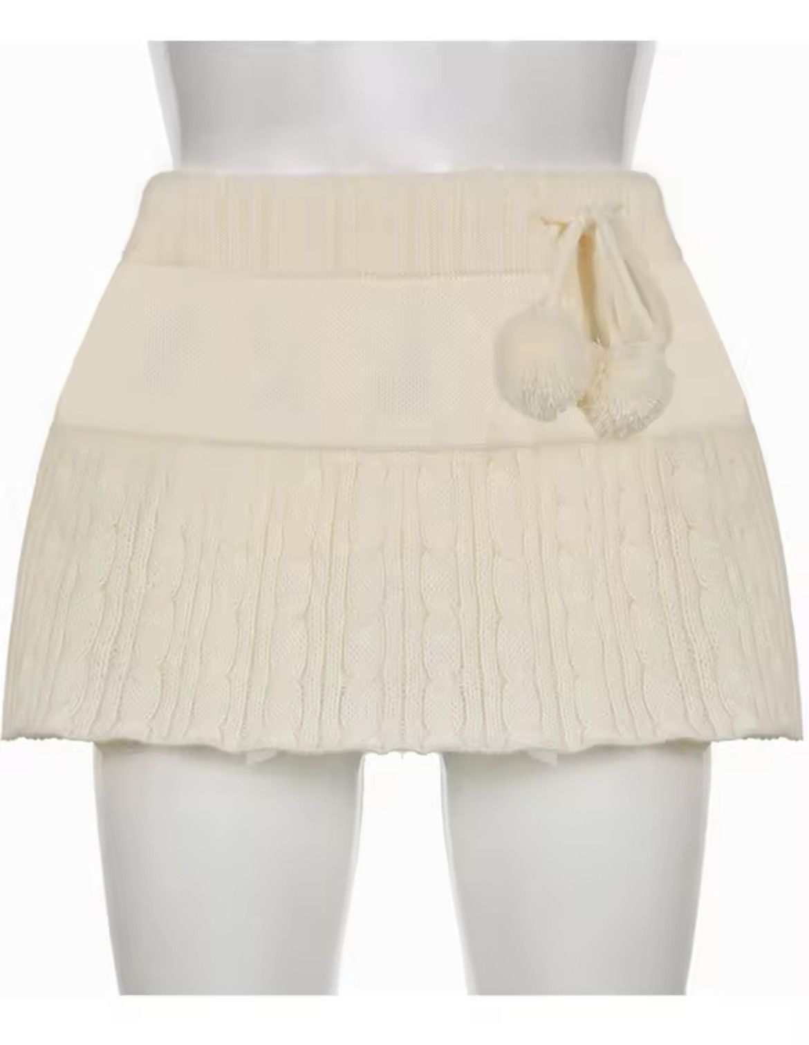 Japanese Brand × Vintage Knitted mini skirt with puff strings Size 26" / US 2 / IT 38 - 3 Thumbnail