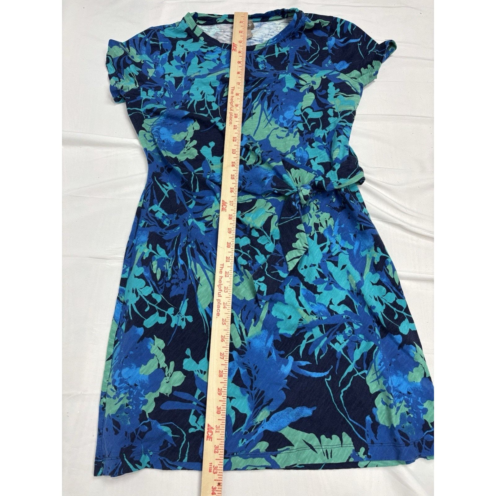 Chicos Chico’s Tie Front Blue Green Floral SS T-Shirt Dress S Size S / US 4 / IT 40 - 7 Thumbnail