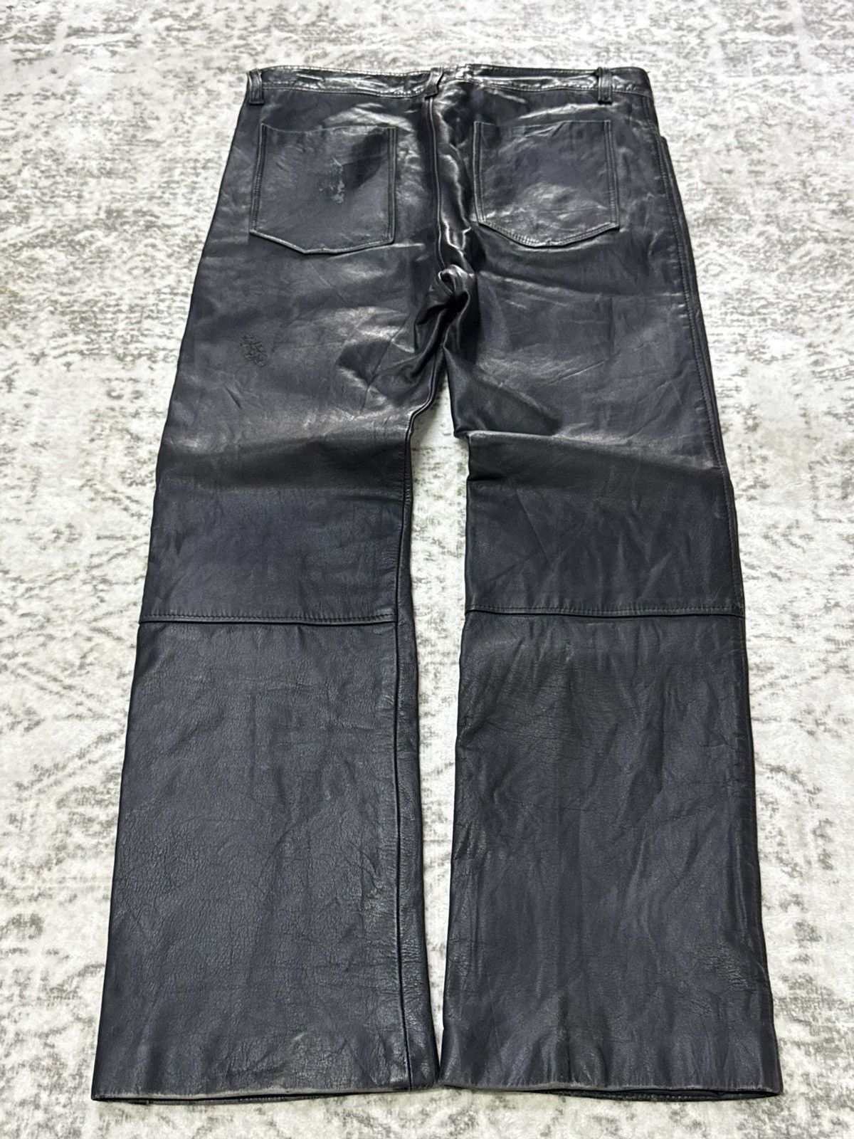 Rei Kawakubo 2000s Japanese Brand Distressed Patina Biker Leather Pants Size US 30 / EU 46 - 7 Thumbnail