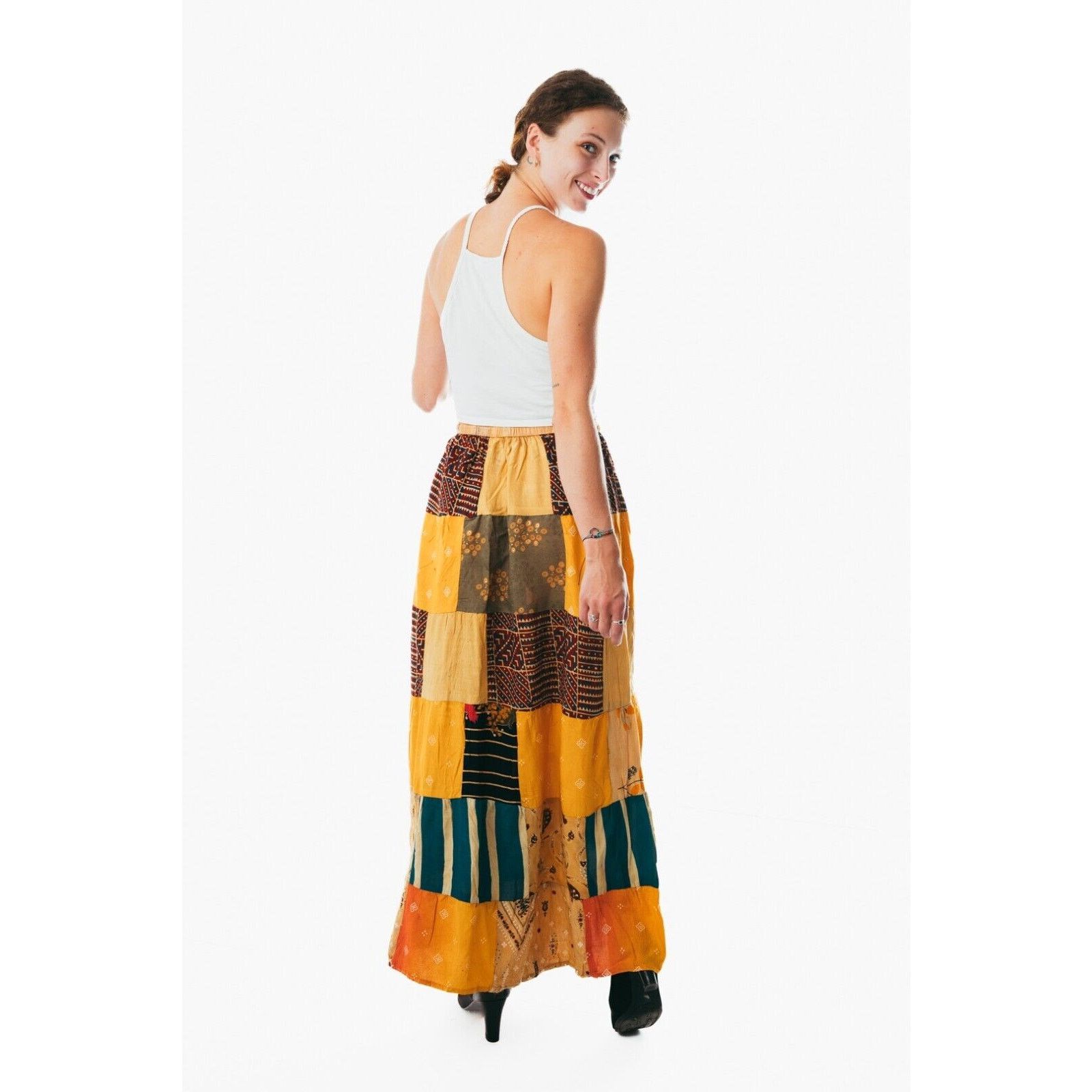 Other Boho Patchwork maxi long Skirt Long Gypsy Hippie festival Size 40" / US 18 - 2 Thumbnail