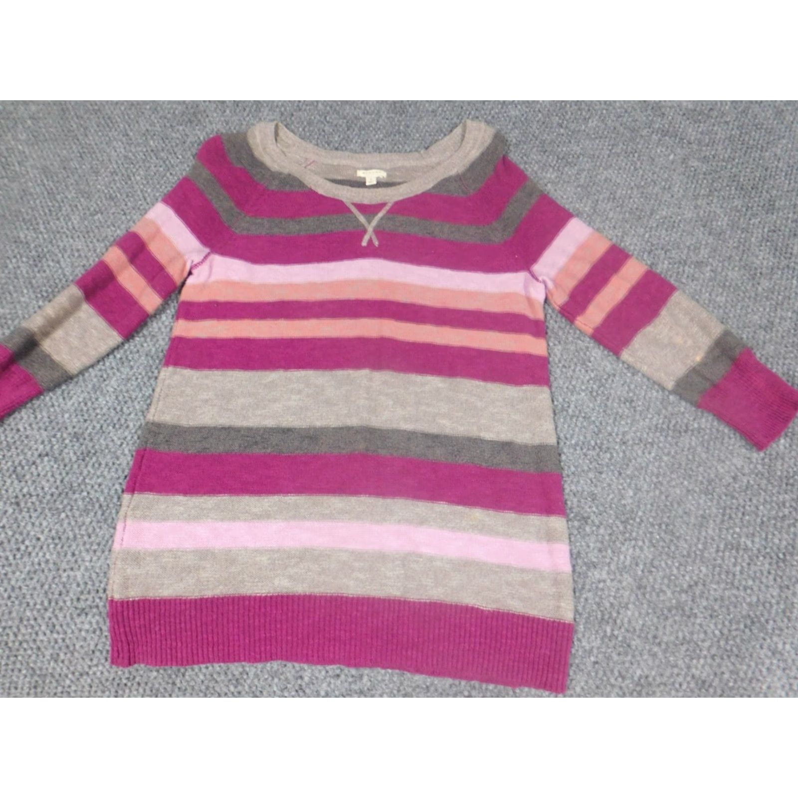 Vintage Sonoma Womens Sweater S Purple Striped Crew Neck Pullover Embroidered Knit Cotton Long Sleeve Classic Regular Size Small Vintage No Size S / US 4 / IT 40 - 3 Thumbnail