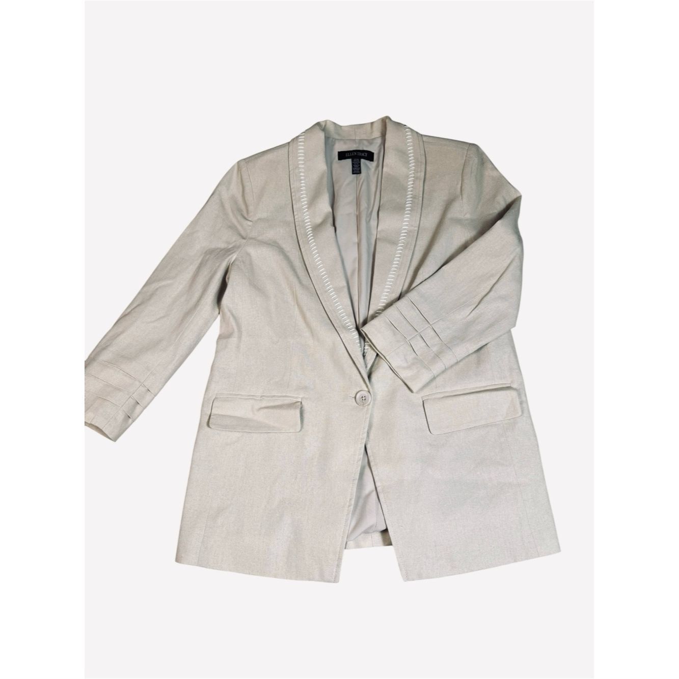 Ellen Tracy NWT New $179 Ellen Tracy Tailored Linen-Blend Blazer Size X Size XS / US 0-2 / IT 36-38 - 3 Thumbnail
