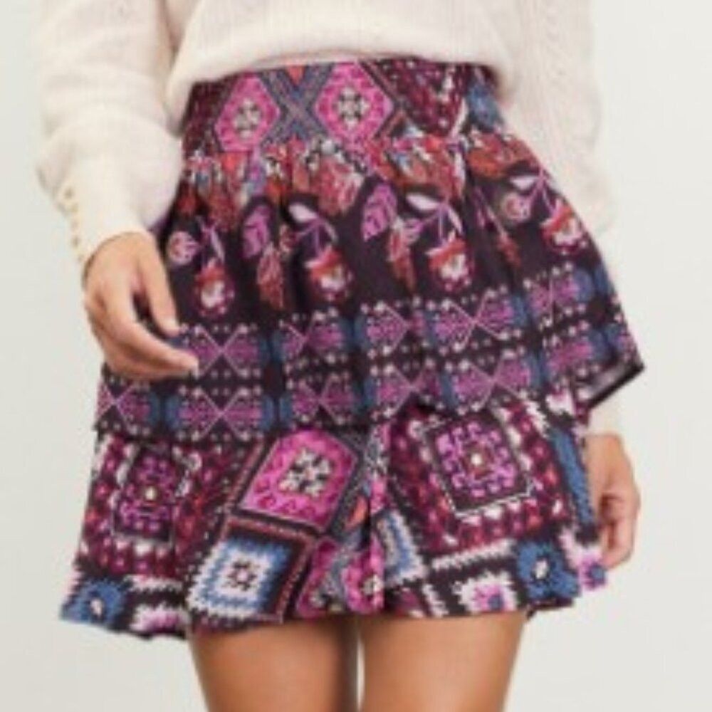 Other Print Ruffled Mini Skirt Size 32" / US 10 / IT 46 - 3 Thumbnail