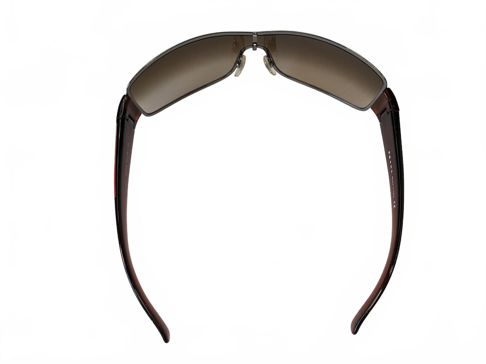 Prada Prada SPS 52E Sunglasses Italy Linea Rossa Face Shield Brown Size ONE SIZE - 5 Thumbnail