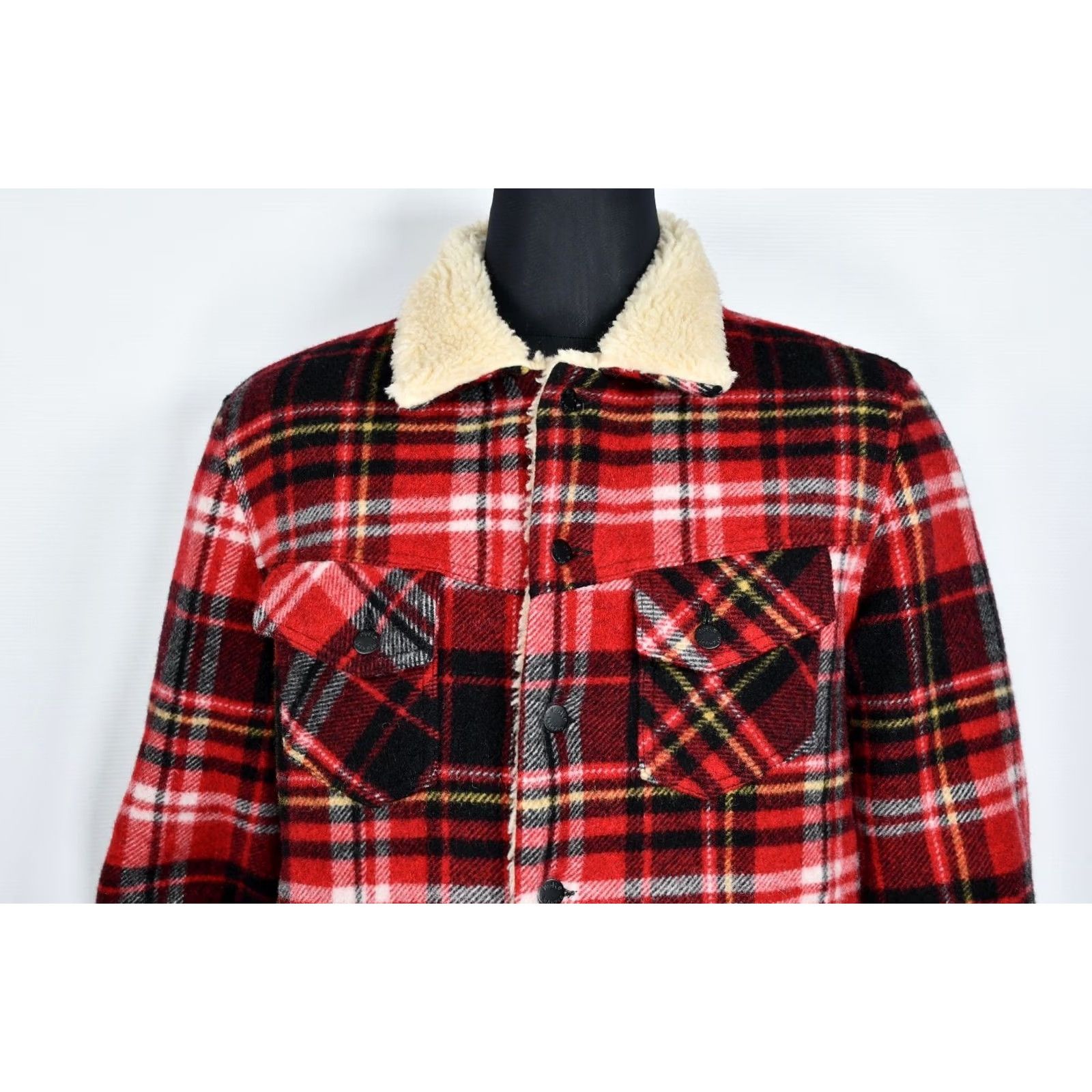 Nudie Jeans Nudie Jeans Lenny Plaid Jacket Wool Sherpa Lined Men's Size L Red Jacket Size US 33 - 4 Thumbnail