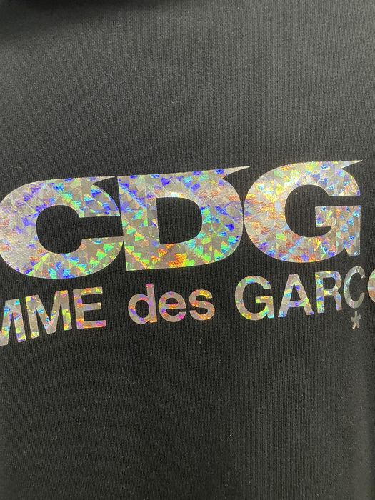 Comme des Garcons NWT CDG Zip Up Hoodie with Holographic Logo | Grailed