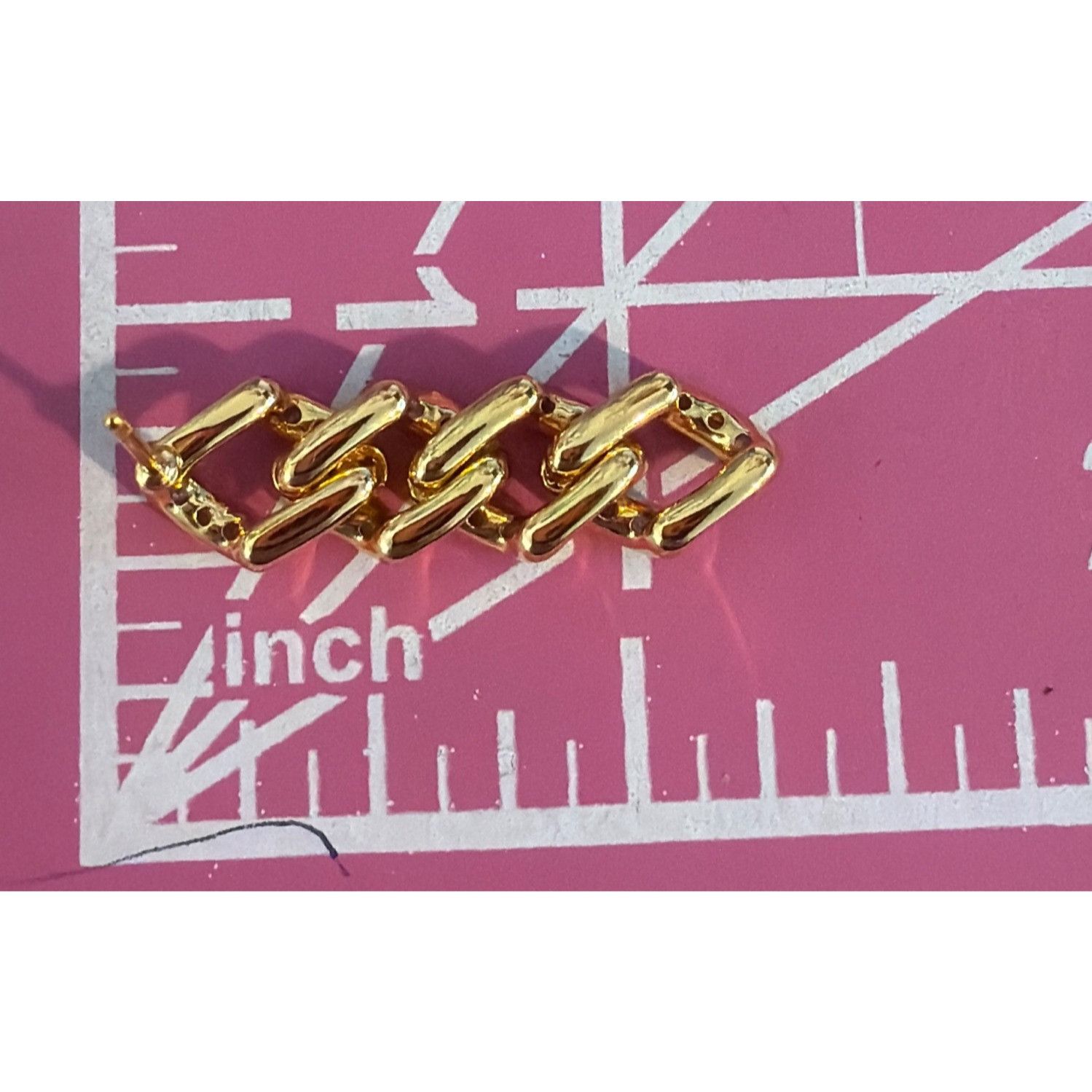 Other Gold Plated Cuban Chain Link Earrings Clear Rhinestones Pier Size ONE SIZE - 4 Thumbnail