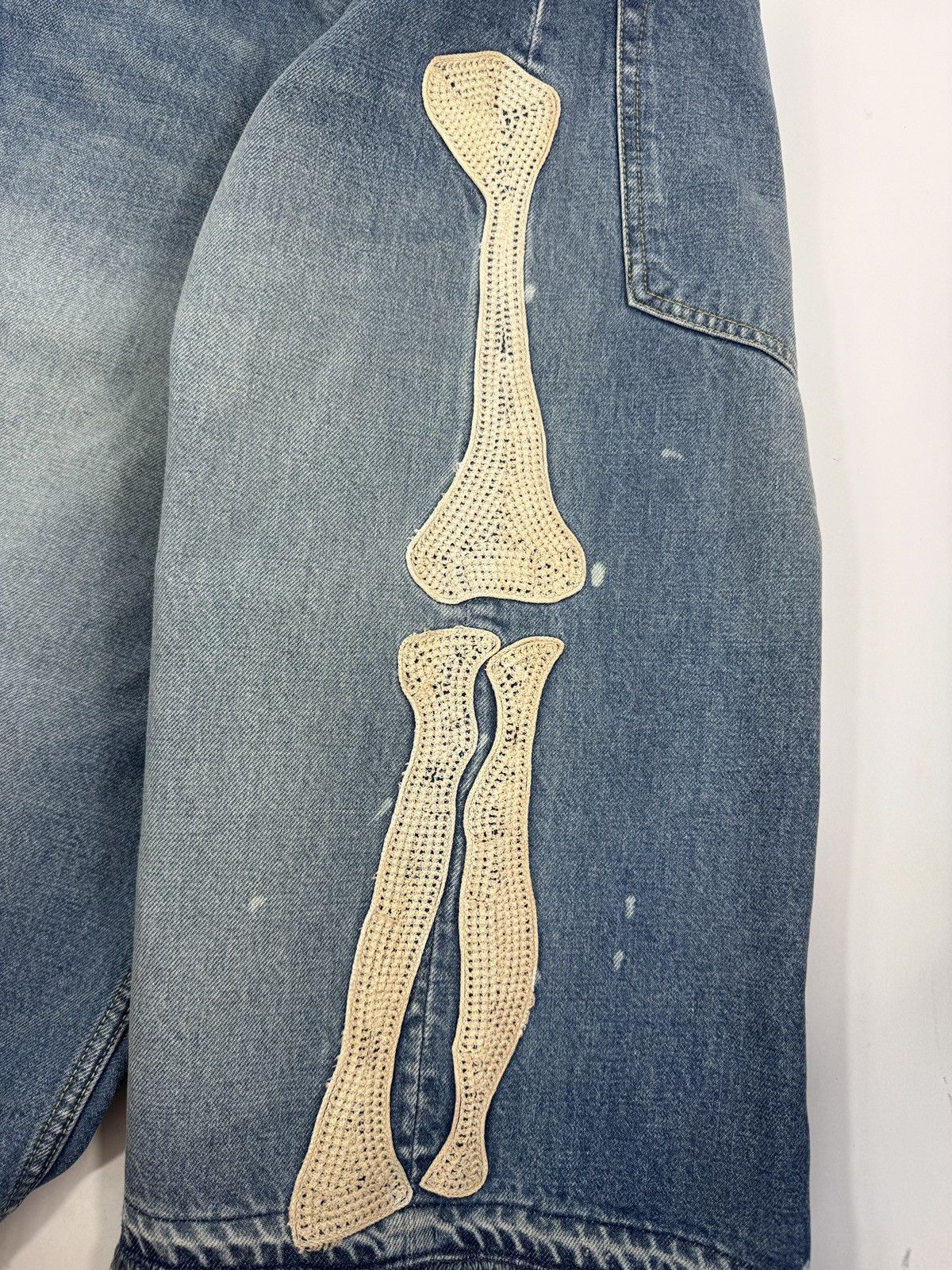 Kapital Bone X-ray embroidered 3 quarter denim shorts Size US 36 / EU 52 - 5 Thumbnail