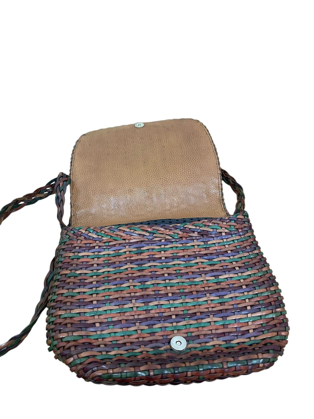 Genuine Leather Full Leather Woven Vtg Greta Italy Cross Body Bag 1🟩4 Size ONE SIZE - 19 Thumbnail
