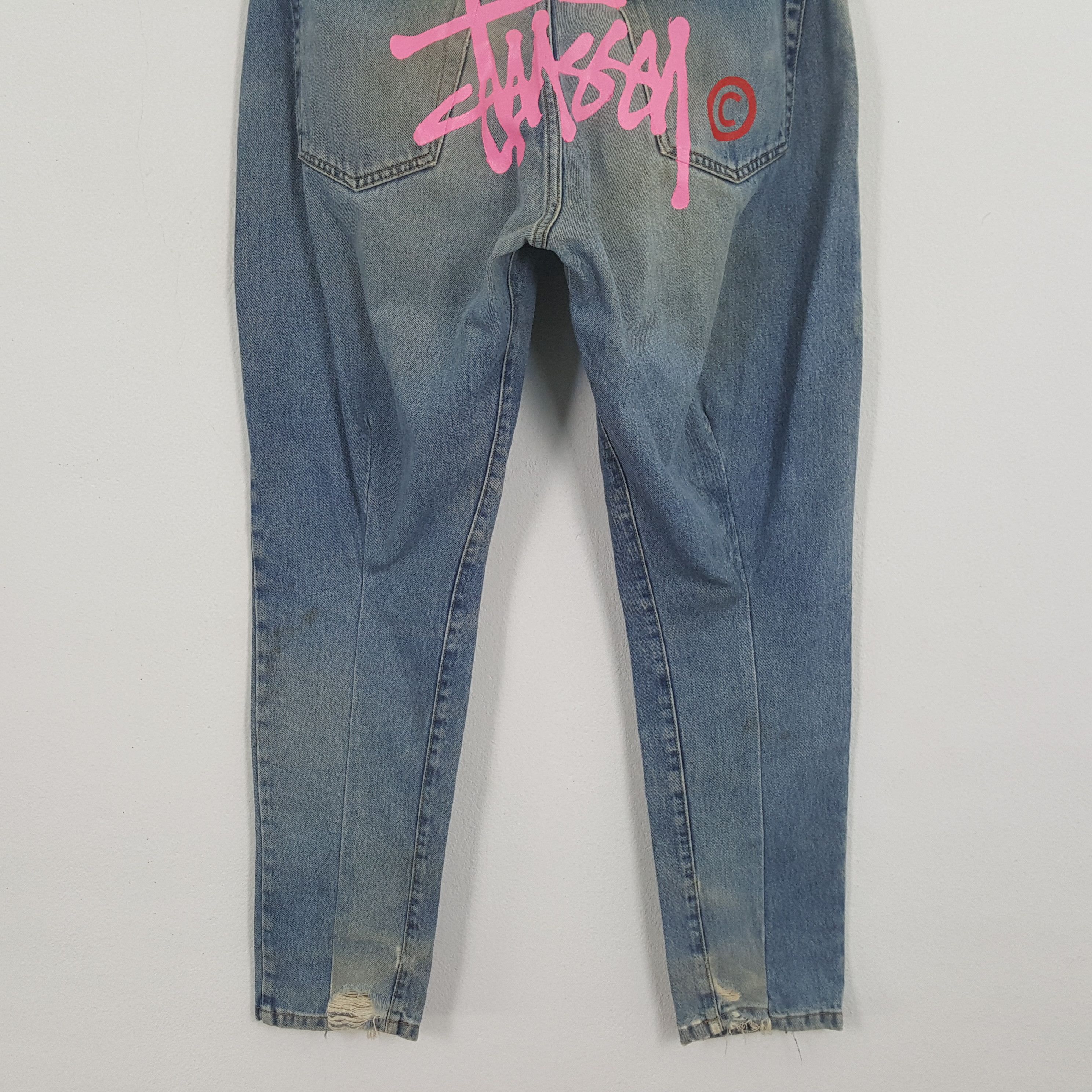 Stussy × Vintage STUSSY Made In USA Streetwear Style Custom Art Jeans Size US 32 / EU 48 - 3 Thumbnail