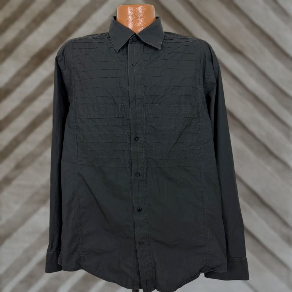 Vintage VINTAGE Jhane Barnes Shirt Men XL Slim Fit Button-Up Tuxedo Cotton Black ID Size US XL / EU 56 / 4 - 1 Thumbnail