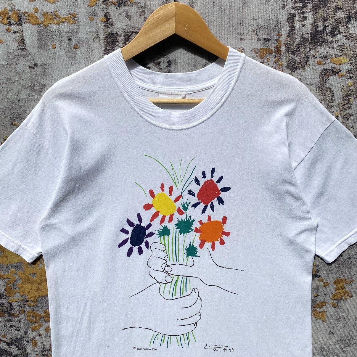 Paloma Picasso Vintage Y2K Picasso Bouquet Peach Art Graphic Shirt Picasso Size US S / EU 44-46 / 1 - 4 Thumbnail