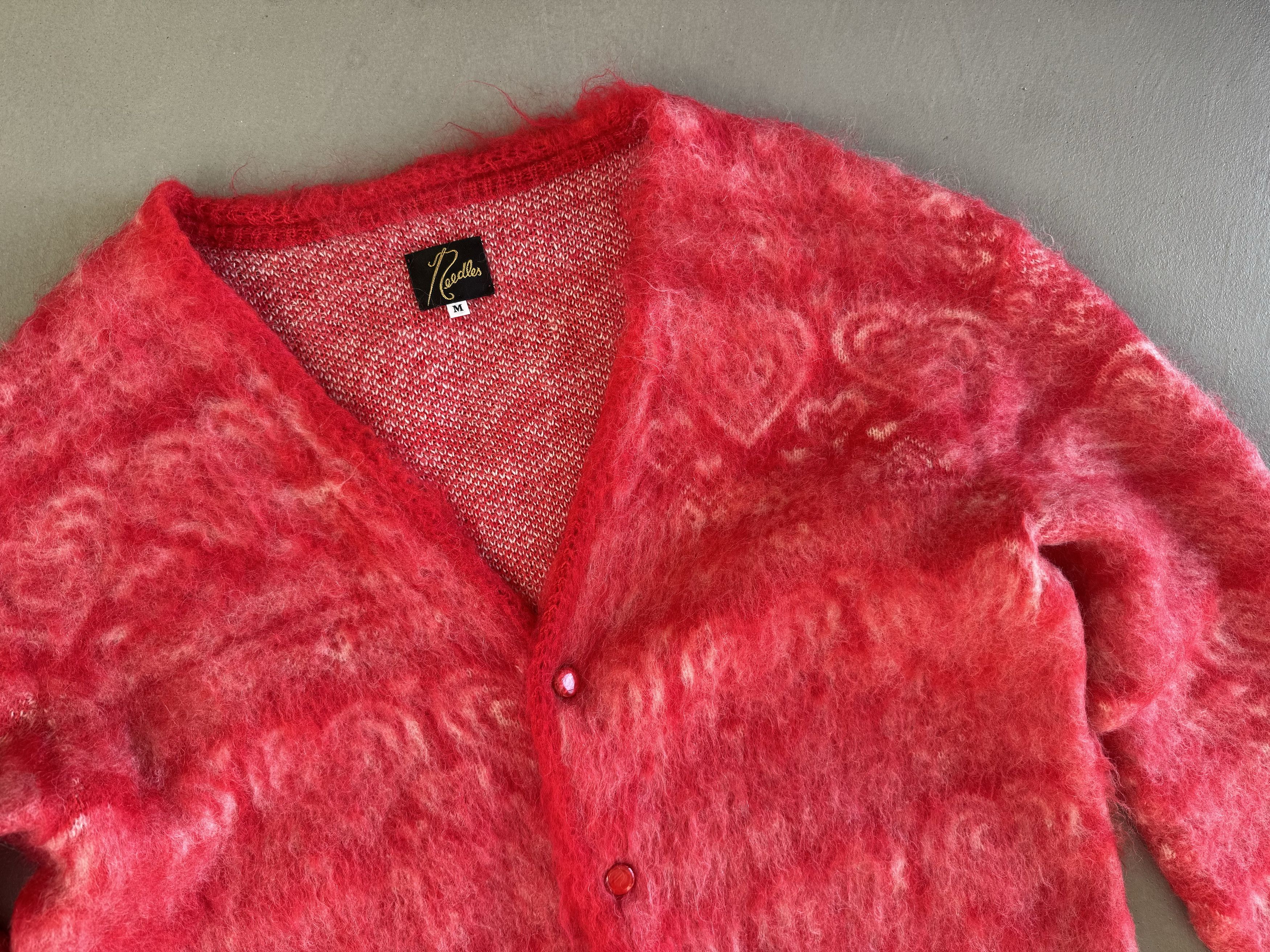 Needles Needles Intarsia Mohair Cardigan, Hearts, Japanese Size US L / EU 52-54 / 3 - 3 Thumbnail