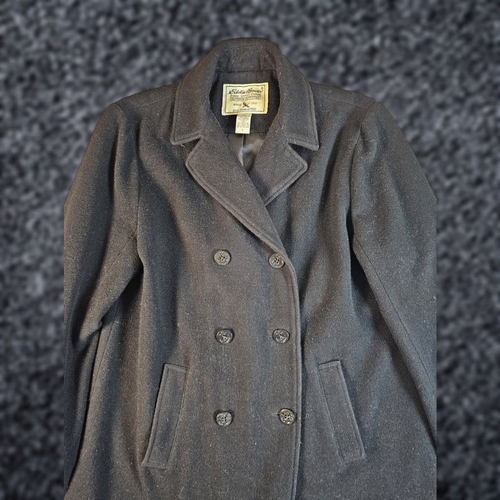 Eddie Bauer VINTAGE Eddie Bauer Peacoat Jacket Black Mens S Wool Double Breasted Style Classic Winter Size US S / EU 44-46 / 1 - 1 Thumbnail