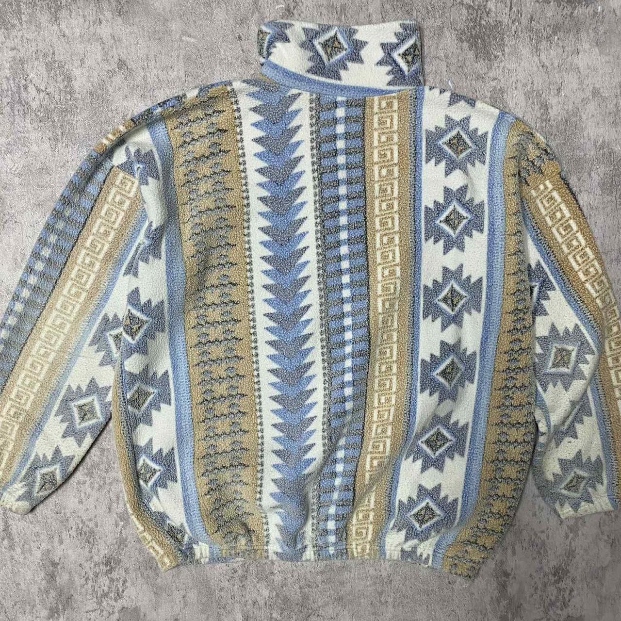 Other Blue and cream vintage 90s quarter zip sweater Size US L / EU 52-54 / 3 - 4 Thumbnail