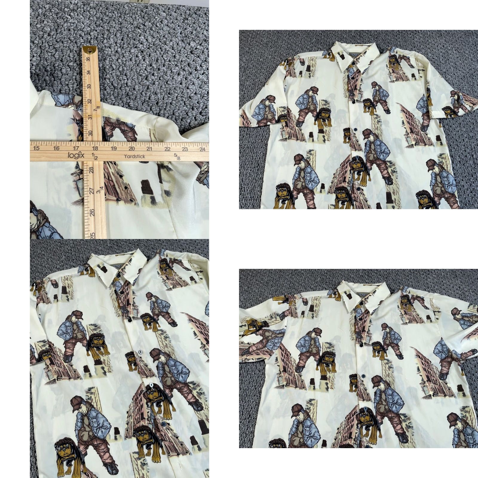 Vintage VTG Vintage Yes Brand Vintage Y2K Up Roc Rottweiler Pattern Shirt Adult Large Ivory AOP Streetwear Hip Hop Size US L / EU 52-54 / 3 - 8 Thumbnail