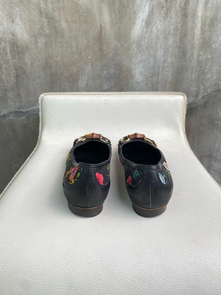 Gucci Black Flora Bamboo Ballet Heeled Flats Size US 5 / IT 35 - 10 Thumbnail