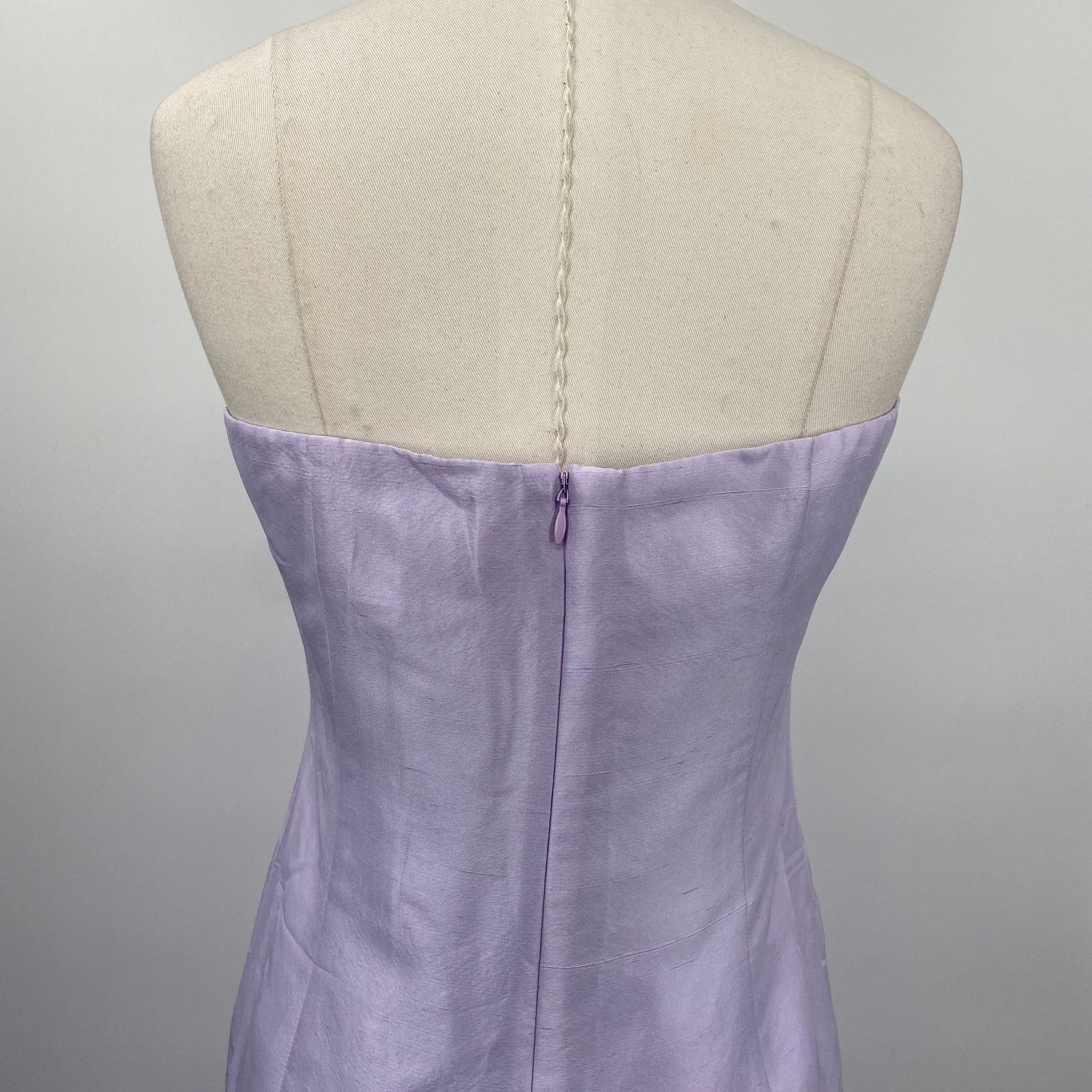 Vintage Vintage Y2k Ralph Lauren Raw Silk Mini Dress Strapless Lilac Size M / US 6-8 / IT 42-44 - 6 Thumbnail