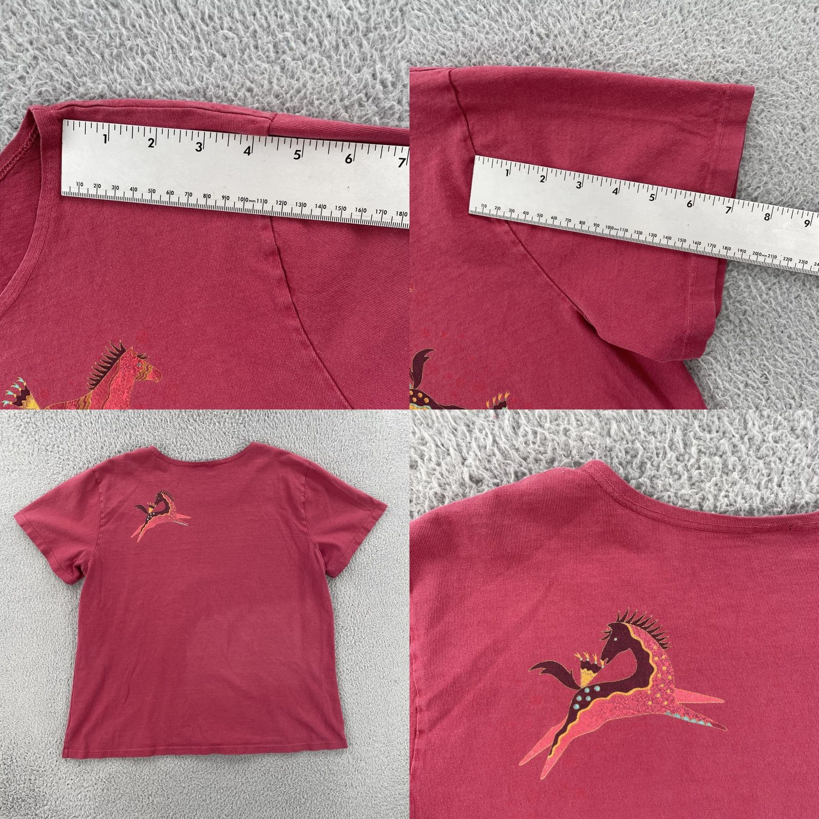 Vintage VINTAGE Red Short Sleeve T Shirt Petroglyph Horse Graphic Print 90s Womens L Size L / US 10 / IT 46 - 9 Thumbnail