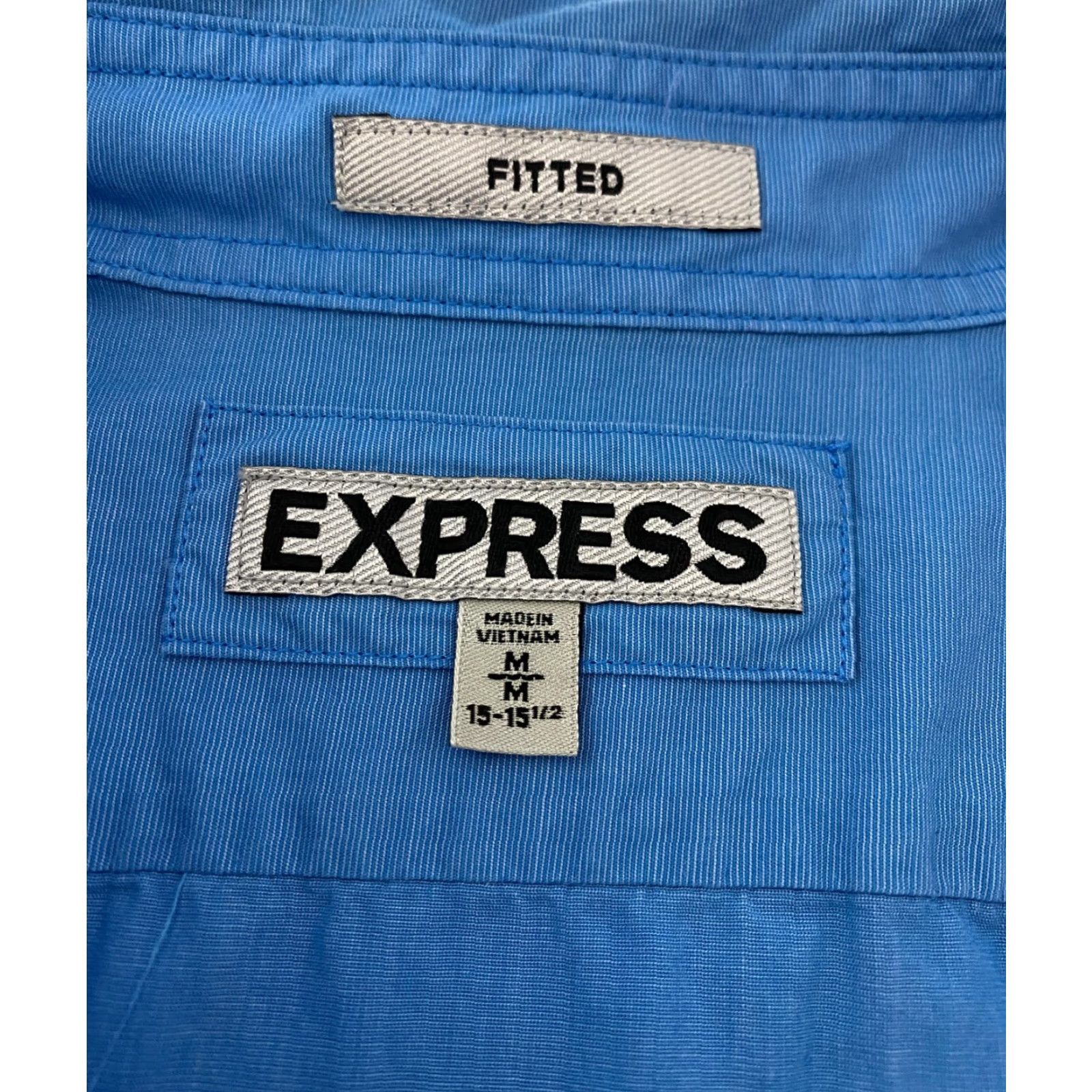 Express Express Shirt Mens Medium Blue Fitted Short Sleeve Button Front Cotton Casual Size US M / EU 48-50 / 2 - 2 Thumbnail