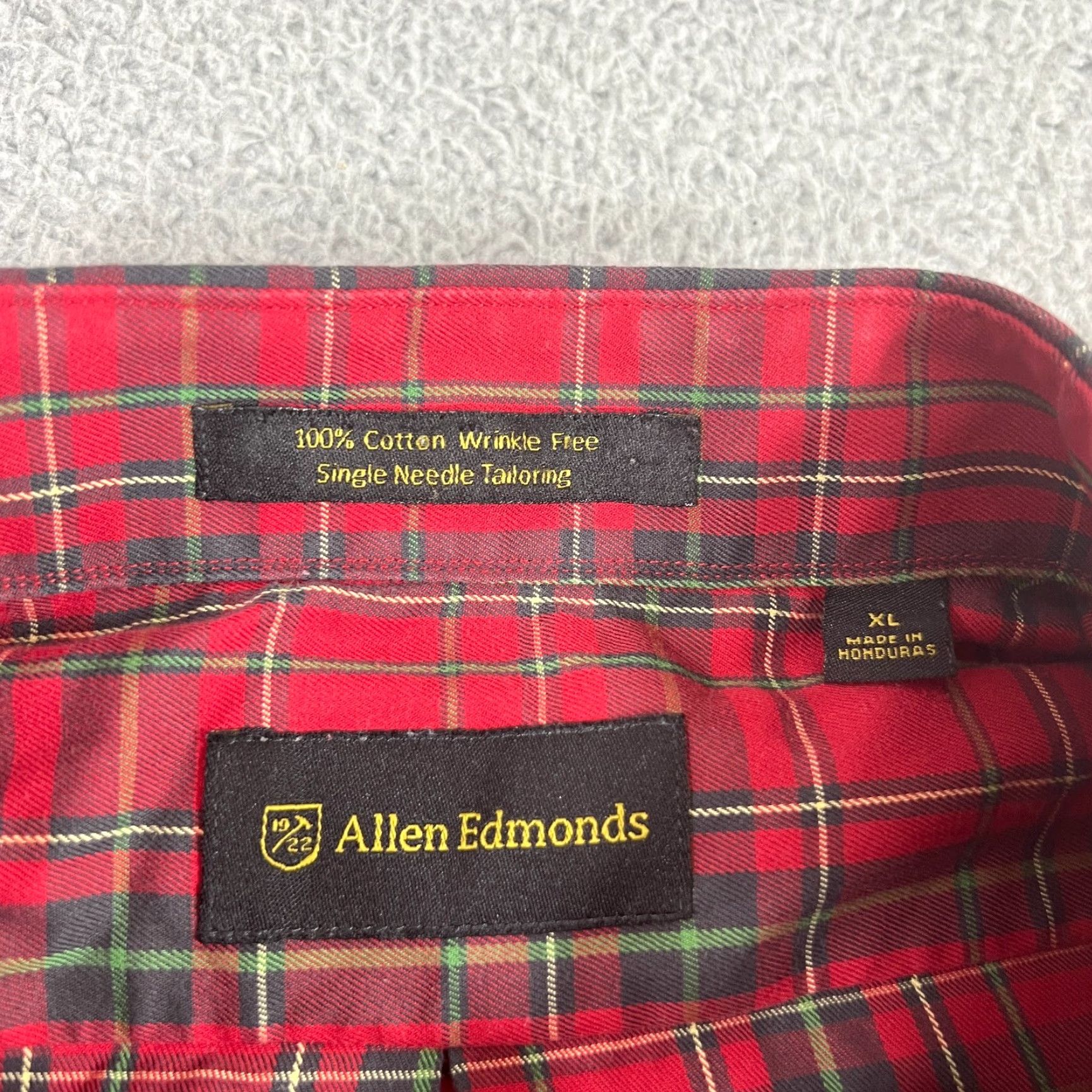 Allen Edmonds Allen Edmonds Red Plaid Shirt Mens XL Long Sleeve Button-Up Cotton Size US XL / EU 56 / 4 - 2 Thumbnail