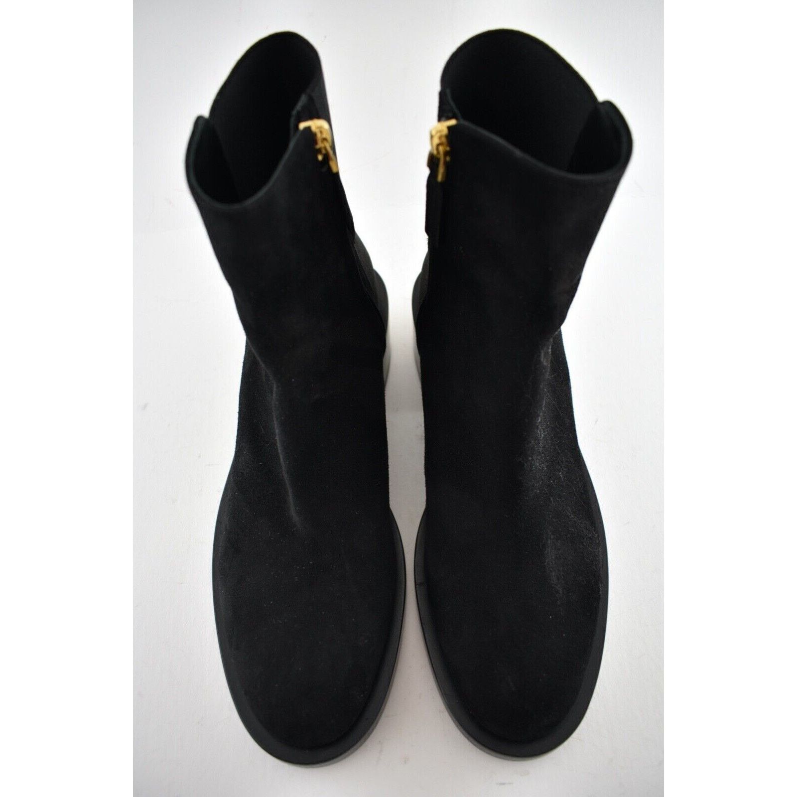 Valentino Valentino V Logo Gold Black Suede Block Heel Short Ankle Size US 7.5 / IT 37.5 - 4 Thumbnail