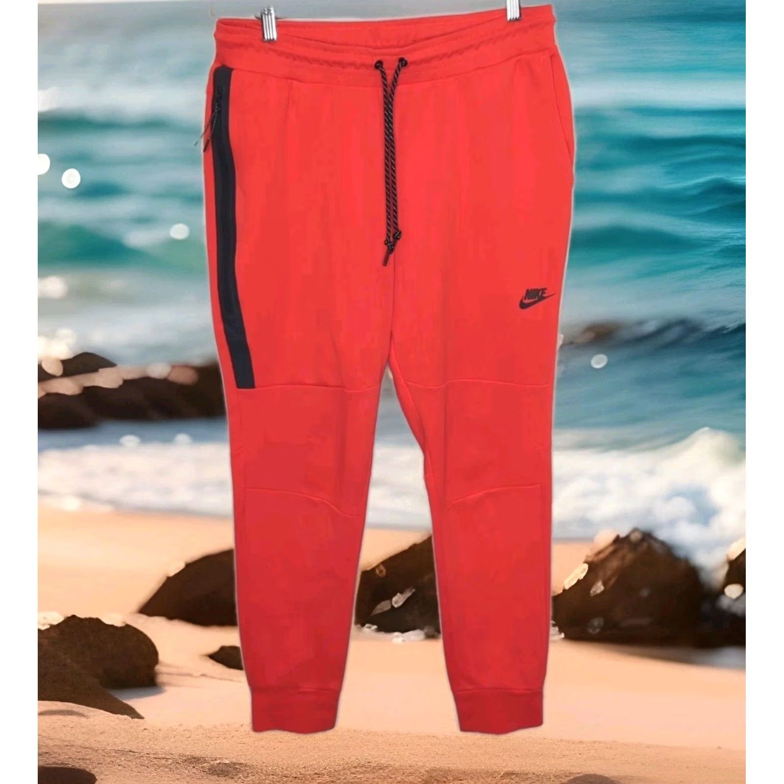 Nike Nike Sportswear Tech Fleece Jogger Pants Red Mens Large Gym Training Tapered Size US 33 - 4 Thumbnail