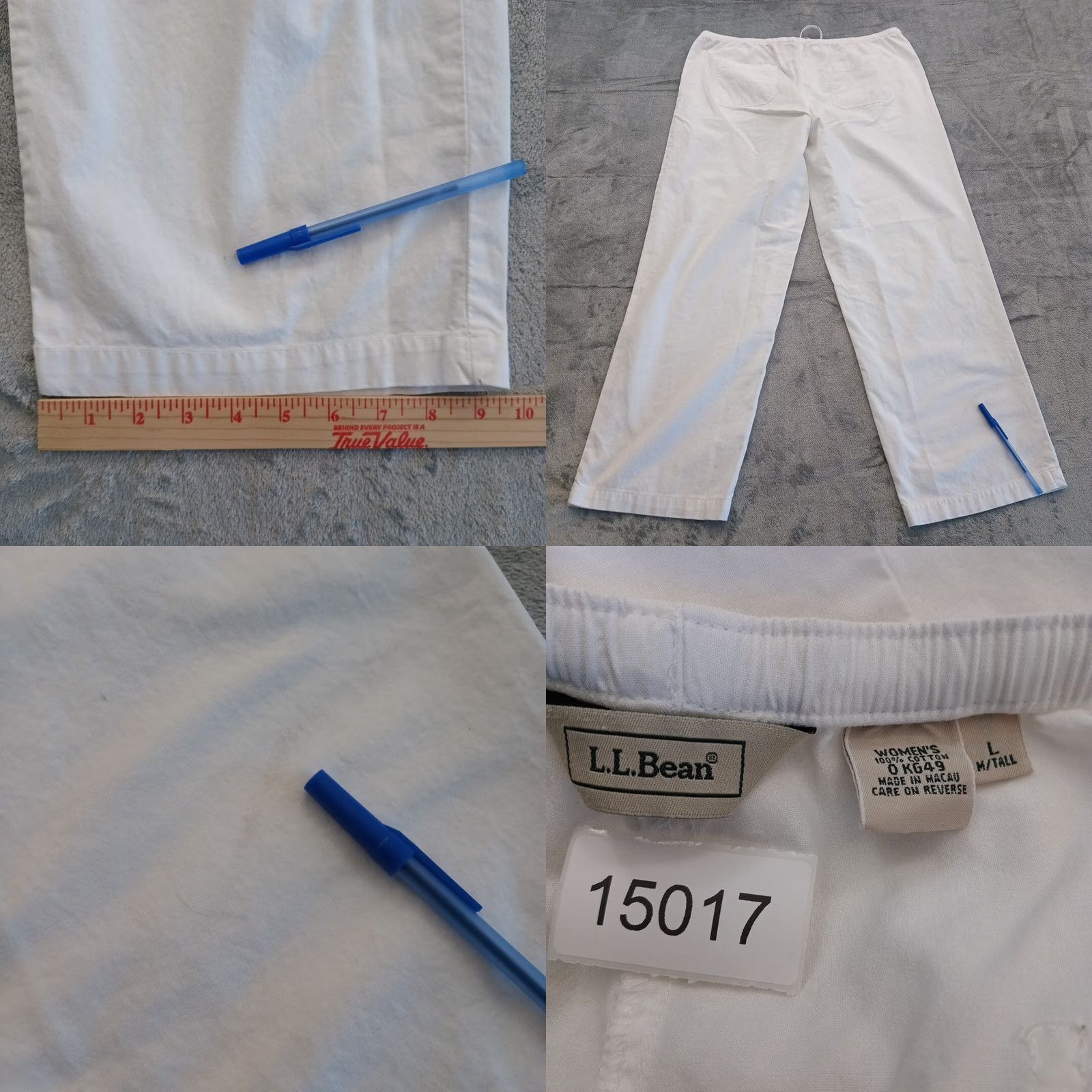 Vintage LL Bean Ankle Pants Womens L Tall White Drawstring Pockets 38x31 High Rise Pants Mens? Actually Women. Size 36" / US 14 / IT 50 - 8 Thumbnail
