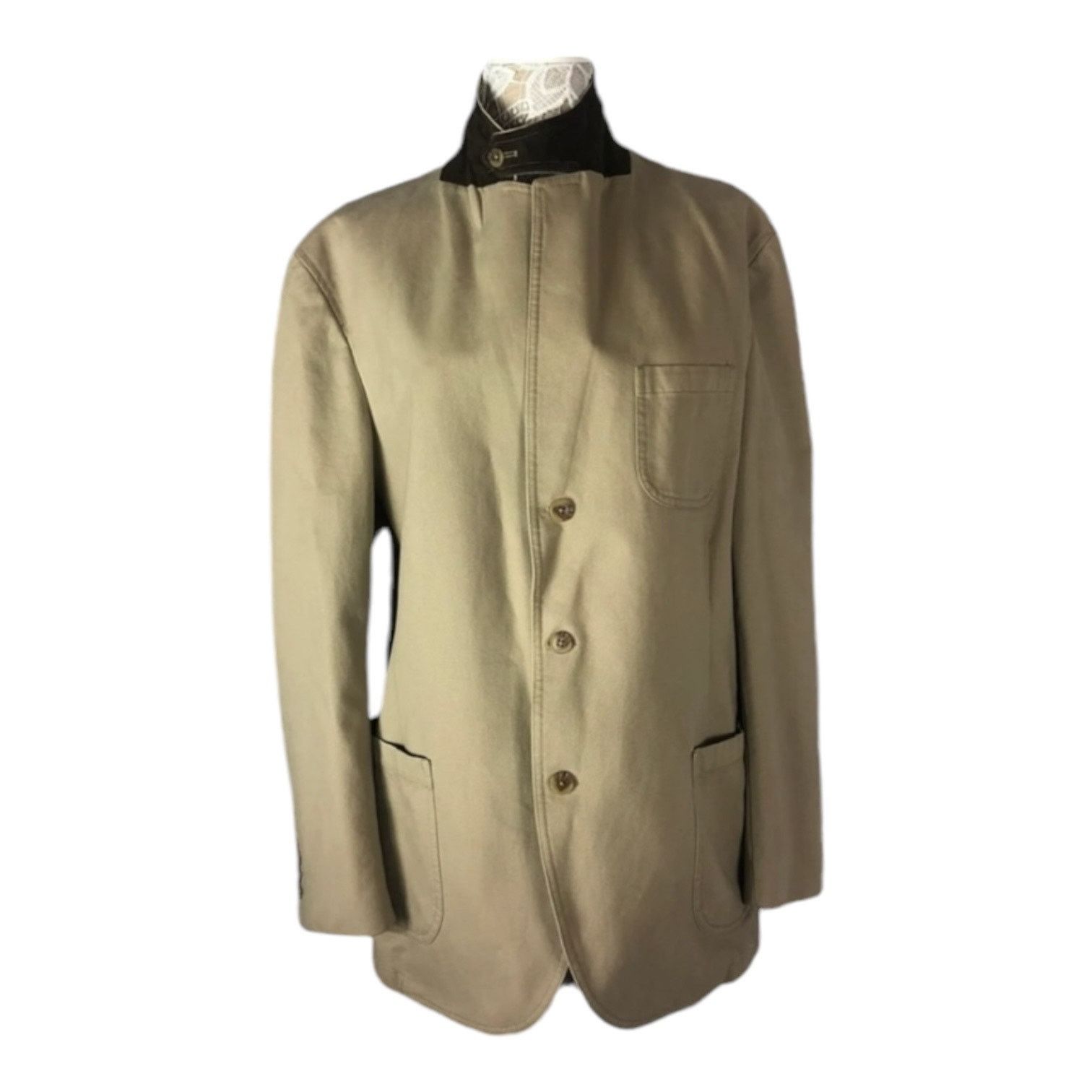 Lands' End Barn coat stand collar patch elbow Khaki Lands' End 44 R Size US L / EU 52-54 / 3 - 1 Thumbnail