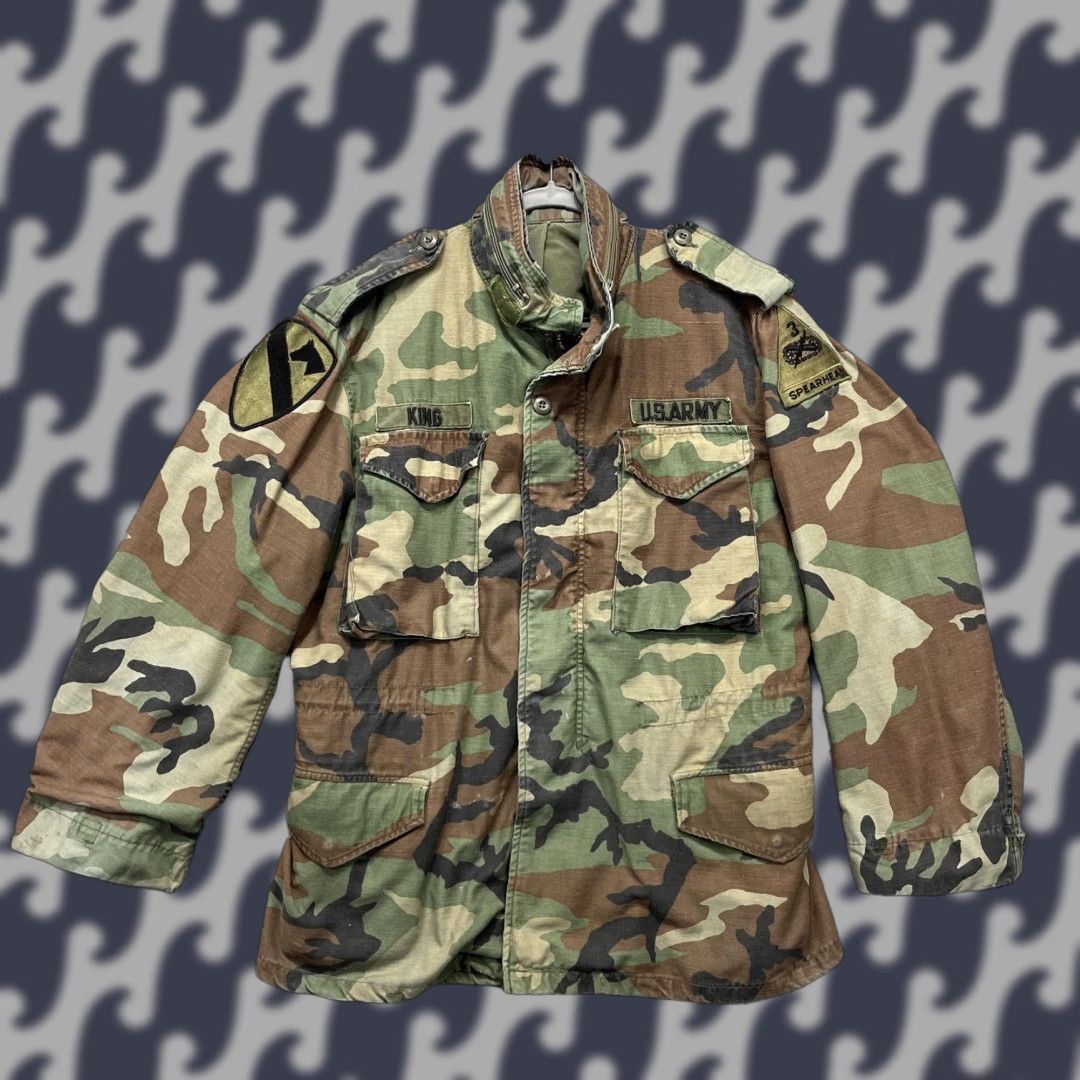 VINTAGE US ARMY M65 FIELD JACKET Mens M Woodland Camo Cold Weather 80s