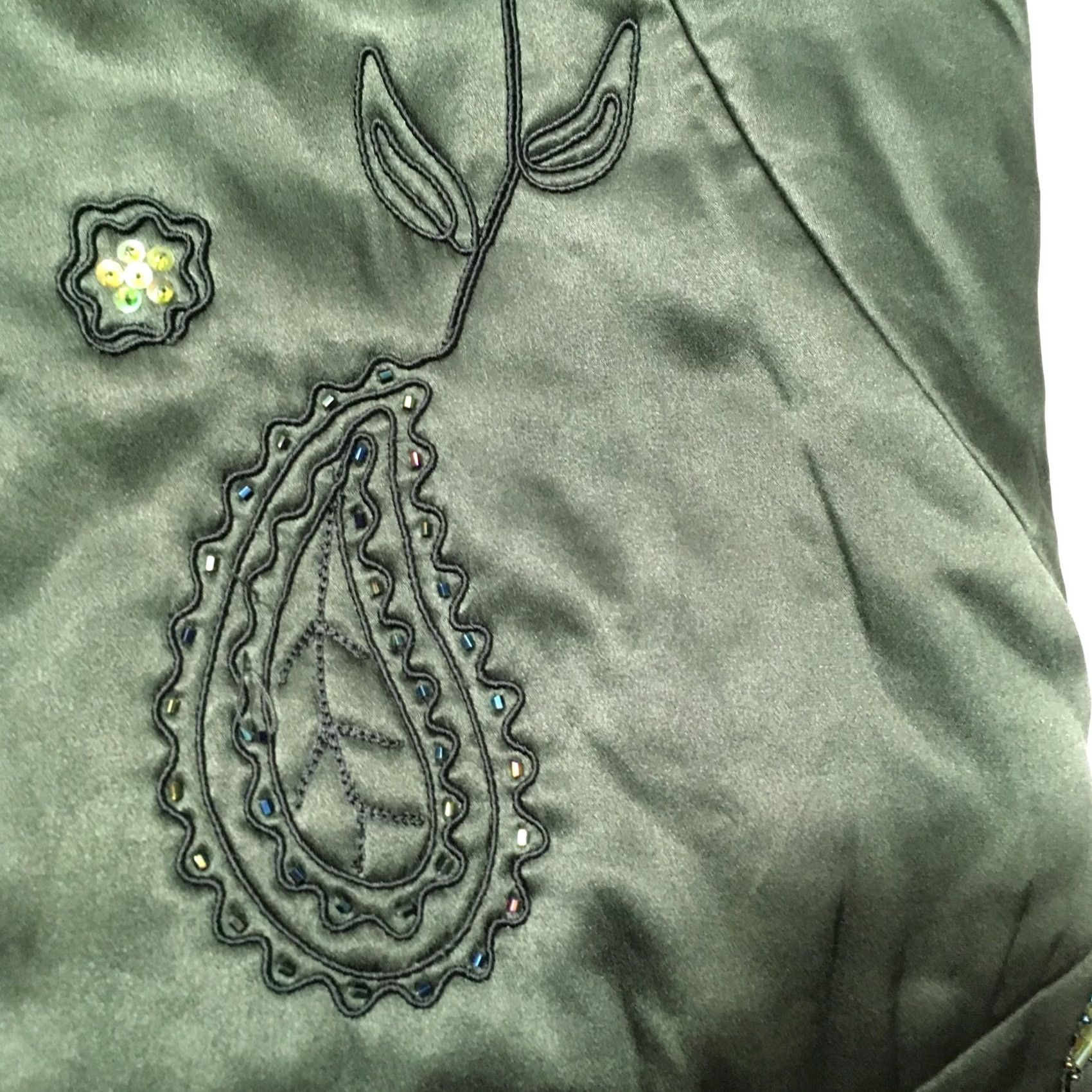 Vintage VINTAGE Green Silk Bohemian Embroidered Vest Unbranded 70s Womens Small? 44? Size M / US 6-8 / IT 42-44 - 7 Thumbnail