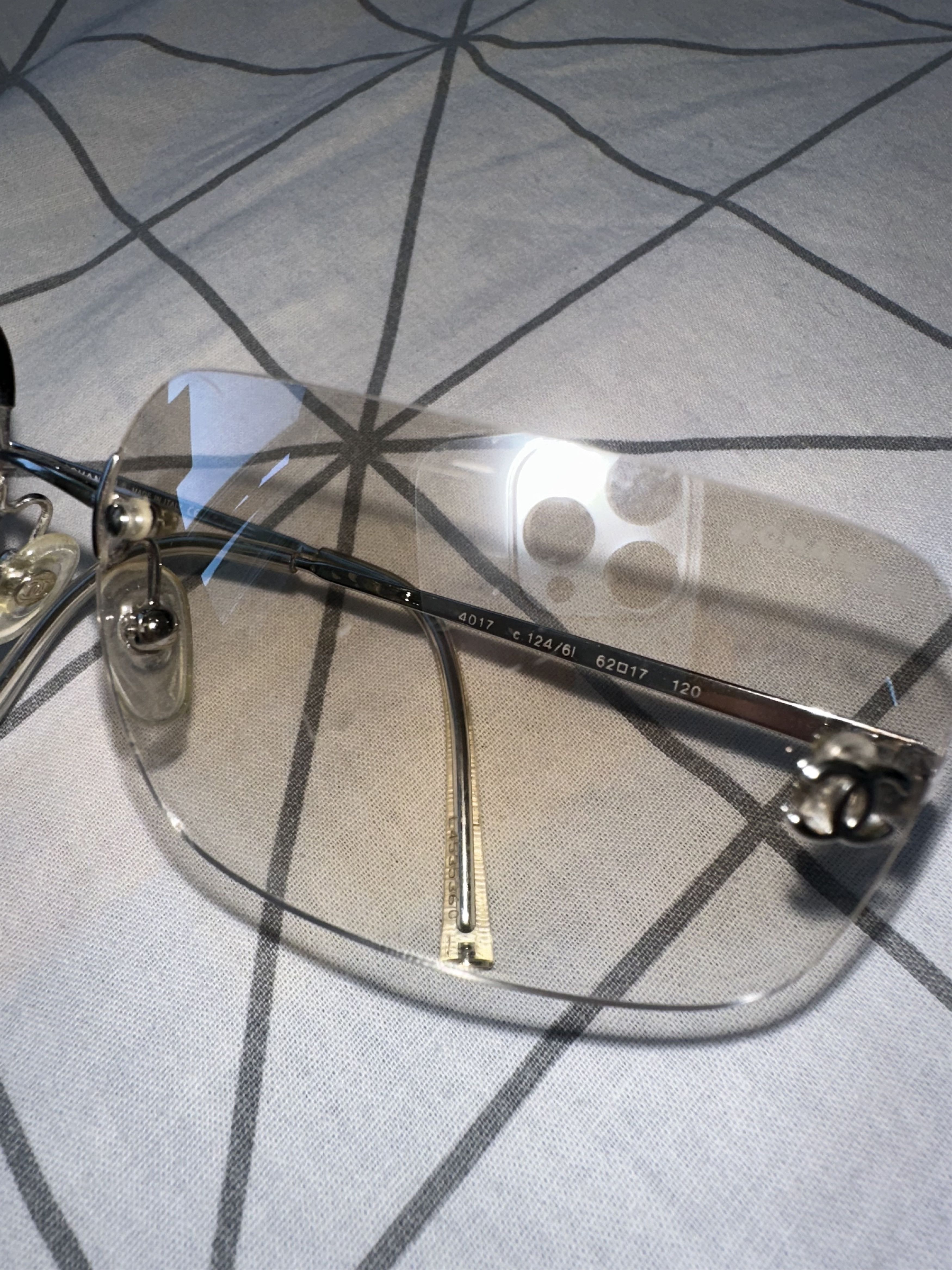 Chanel Vintage Chanel 4017 CC Logo Rimless Glasses Silver 0 Size ONE SIZE - 10 Thumbnail