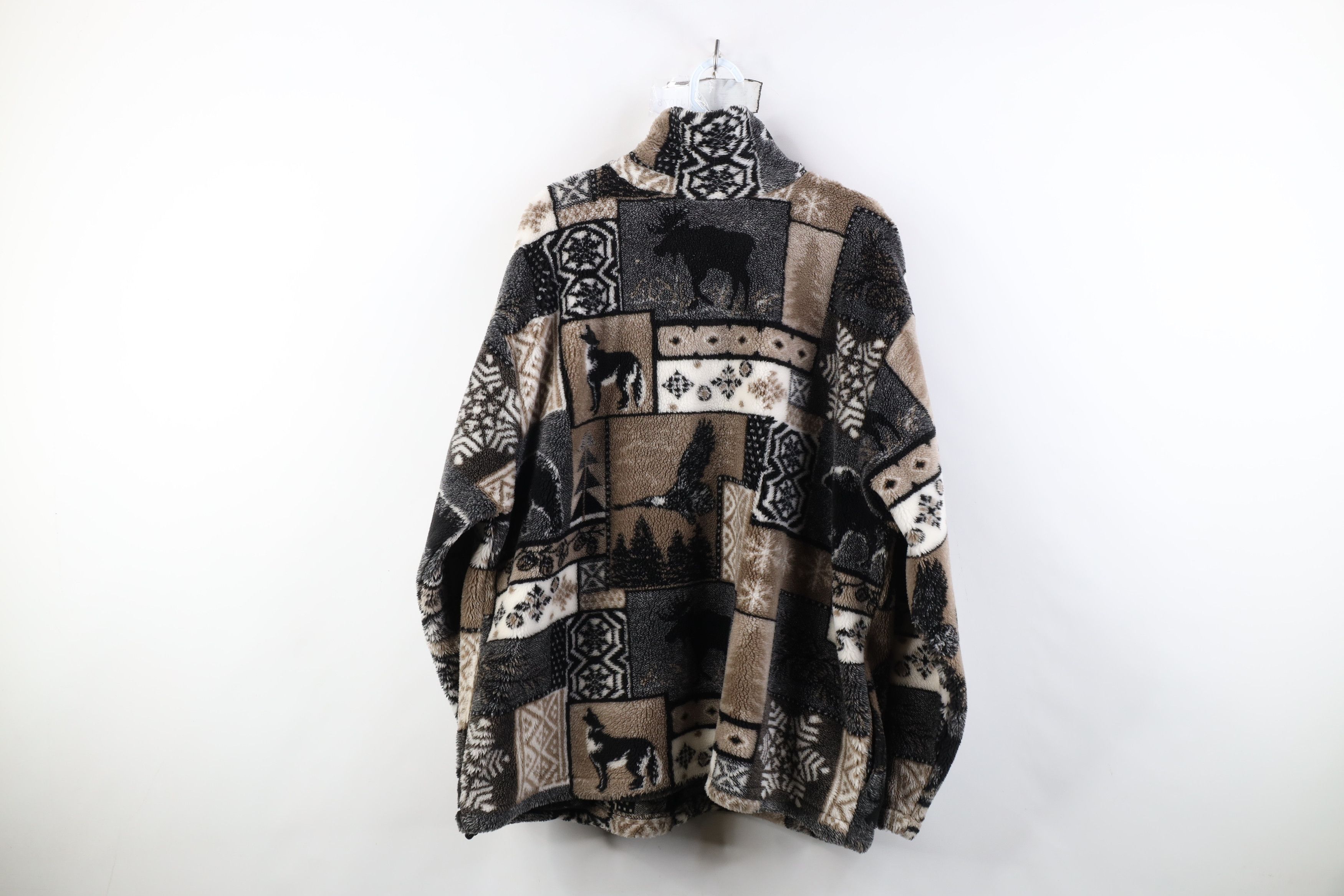 Vintage Vintage 90s Streetwear Wolf All Over Print Fleece Jacket USA Size US L / EU 52-54 / 3 - 13 Thumbnail