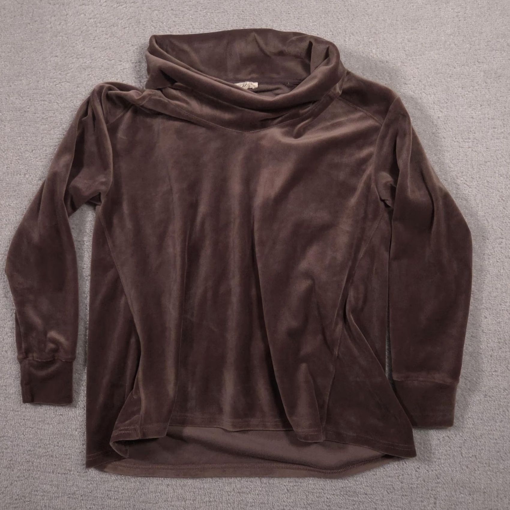 Velour Jane And Delancey Shirt Womens Medium Brown Velour Cowl Neck Long Sleeve Top Size M / US 6-8 / IT 42-44 - 2 Thumbnail
