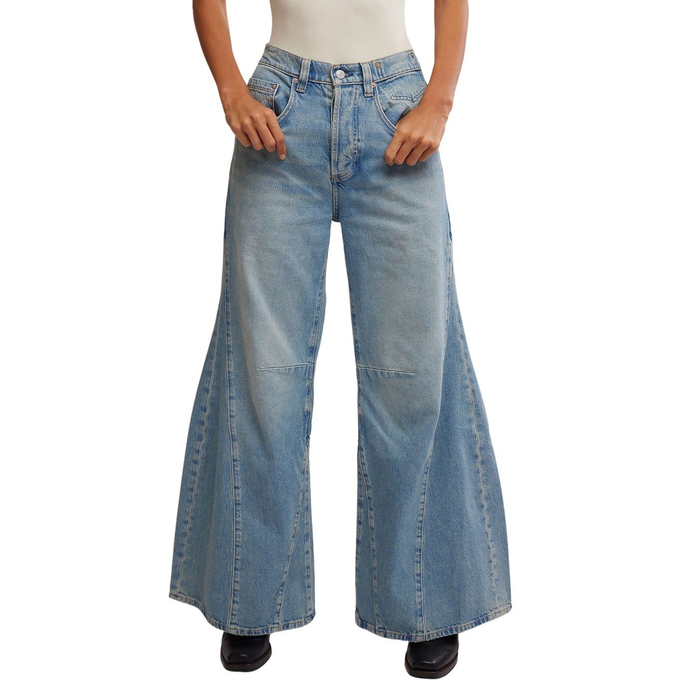 Other We the Free Eden Slouchy Wide Leg Denim Jeans Button Fly Size 27" / US 4 / IT 40 - 1 Thumbnail
