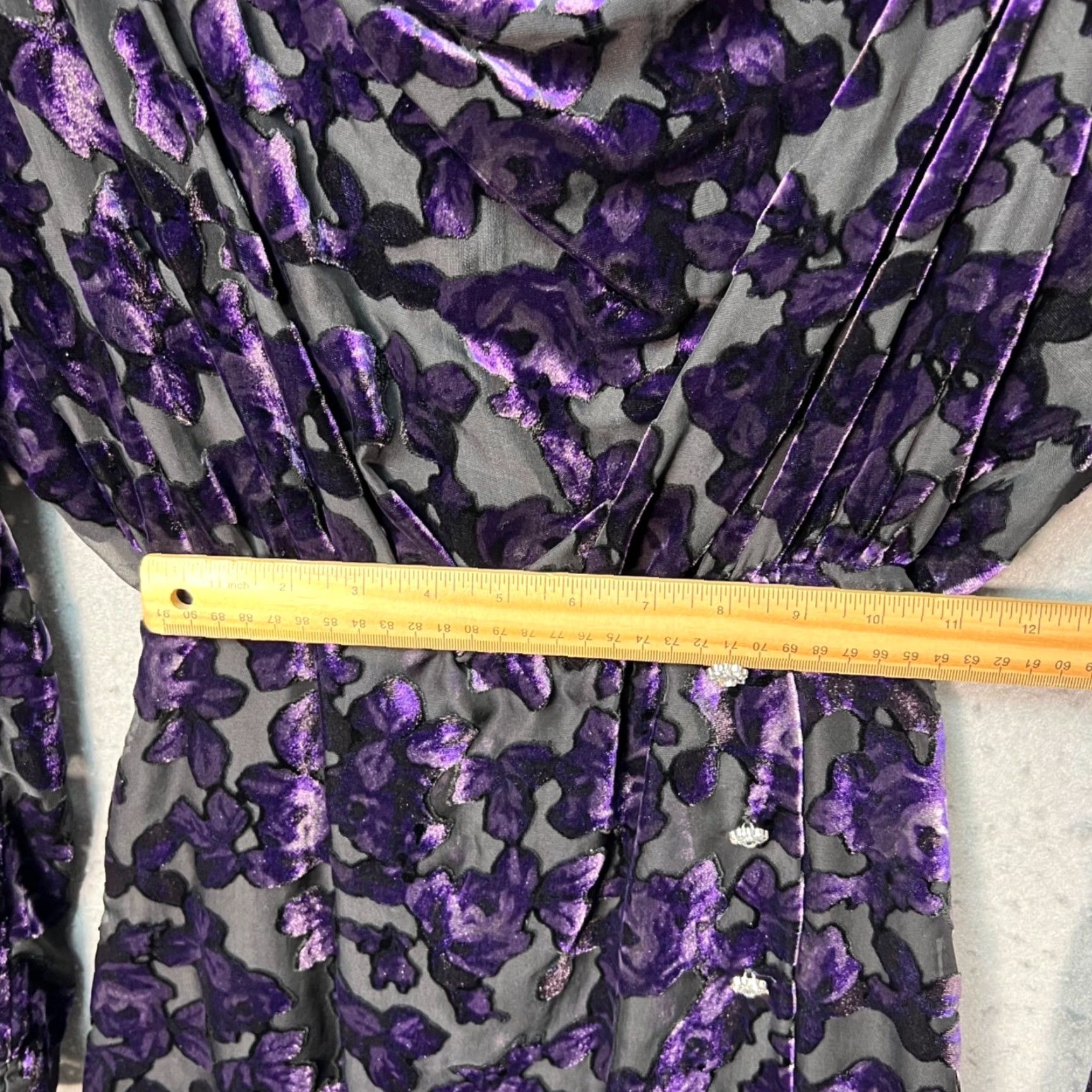 Zara Zara Womens Medium Floral Velvet Sheer Purple & Black Long-Sleeve Tunic Dress Size M / US 6-8 / IT 42-44 - 7 Thumbnail