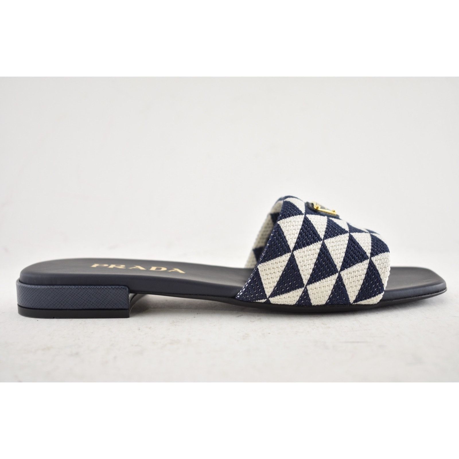 Prada Prada Jacquard Triangle Logo Baltico Talco Blue White Slide Size US 6 / IT 36 - 2 Thumbnail