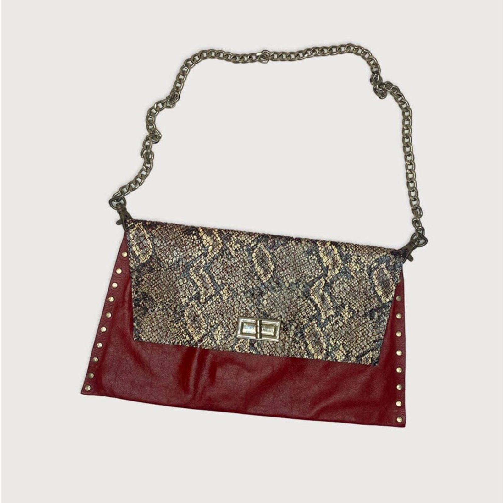 Other Vintage Handmade Red leather & Snakeskin Clutch Size ONE SIZE - 1 Thumbnail