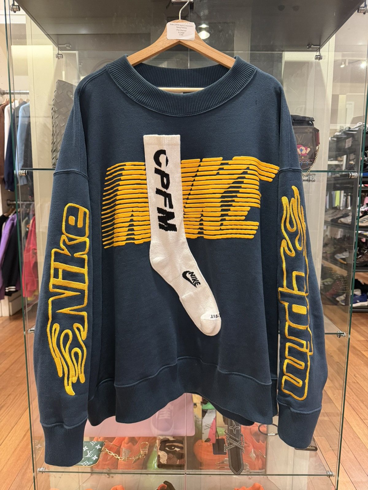 Cactus Plant Flea Market × Nike Nike CPFM Sock Crewneck - Navy/Yellow Size US XL / EU 56 / 4 - 1 Thumbnail