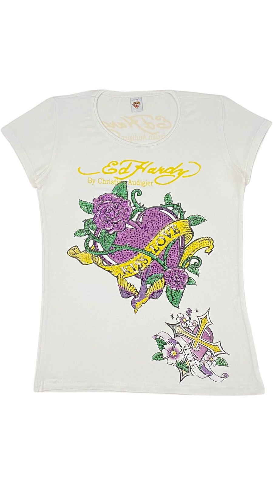 Ed Hardy 🔥LASTDROP🔥 Y2K Ed Hardy Kiss Love Heart Crosses T-shirt Size M / US 6-8 / IT 42-44 - 1 Thumbnail
