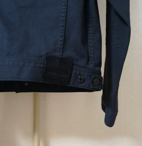 Tom Ford o1sm1stk0824 Icon Stretch Cotton Trucker Jacket in Navy Blue Size US XL / EU 56 / 4 - 4 Thumbnail