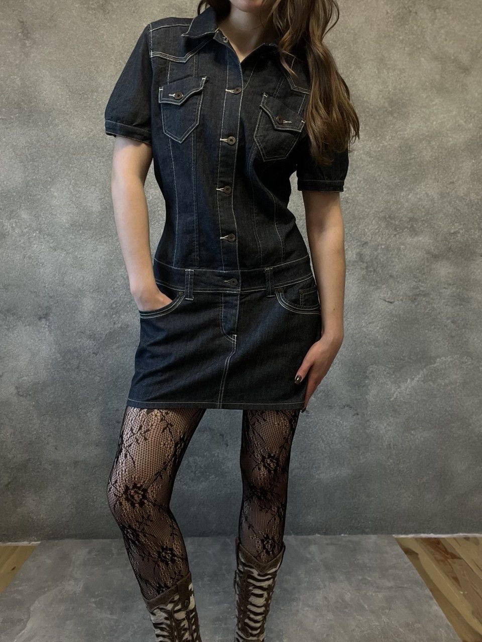 Other Vintage Y2K Mustang Jean Dress – Western Baddie Vibes Size L / US 10 / IT 46 - 1 Thumbnail