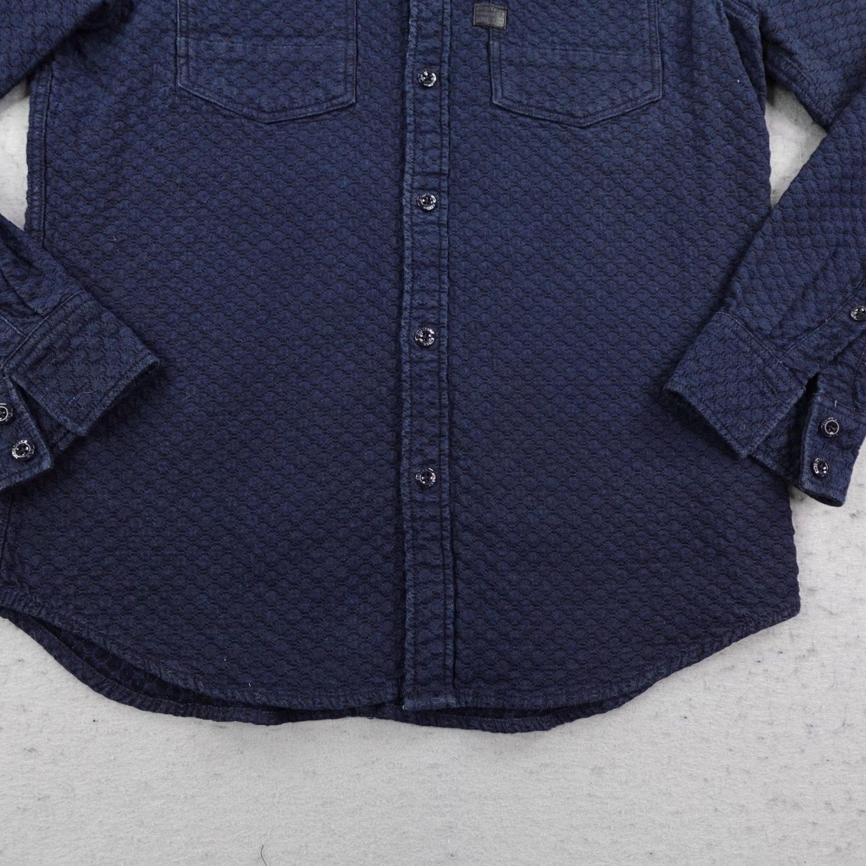 Vintage G-STAR RAW Shirt Mens M Blue Coban Textured Quilted Button-Up Geometric Outdoor Long Sleeve Pockets Mens Size US M / EU 48-50 / 2 - 5 Thumbnail