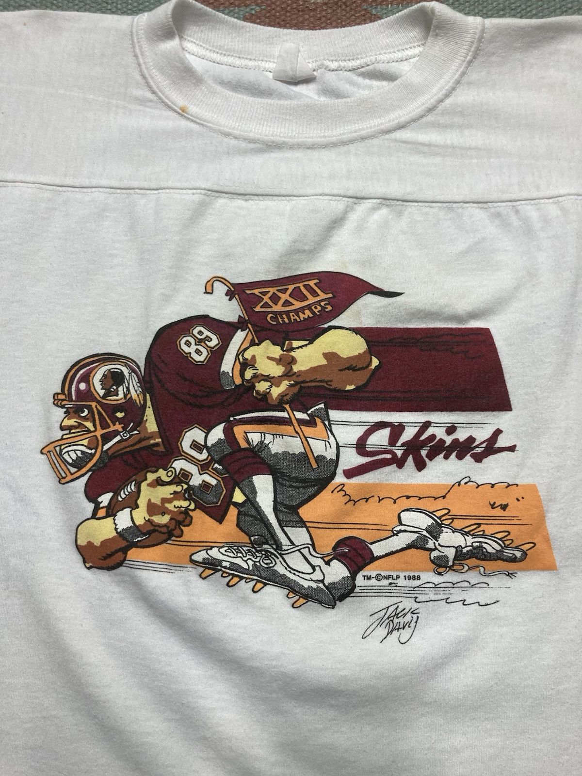 Vintage Vtg 80s graphic t shirt Washington redskins stained medium Size US M / EU 48-50 / 2 - 2 Thumbnail
