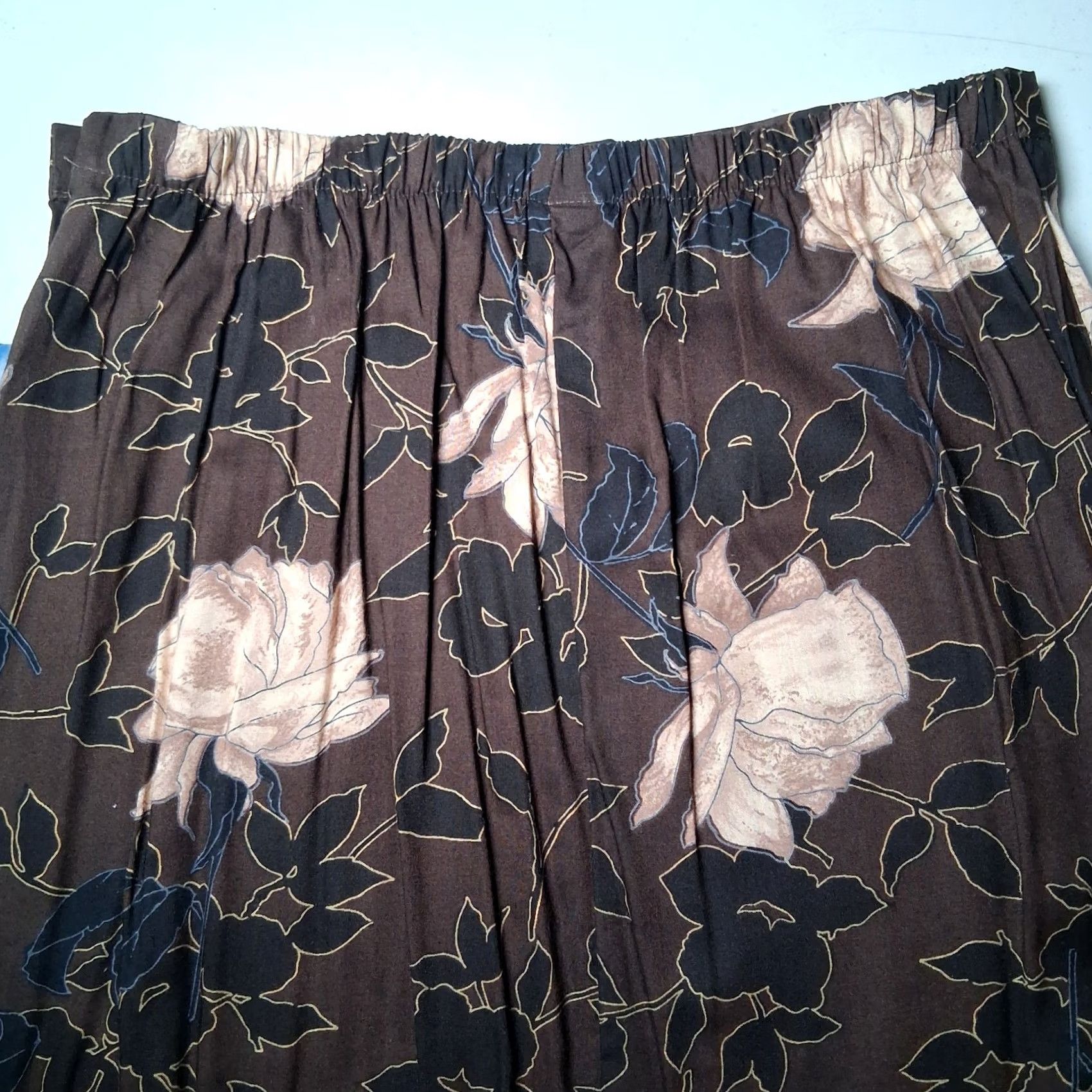 Vintage VINTAGE Skirt Women Long Brown Floral Rayon USA Made Maxi NEW L Size 36" / US 14 / IT 50 - 6 Thumbnail