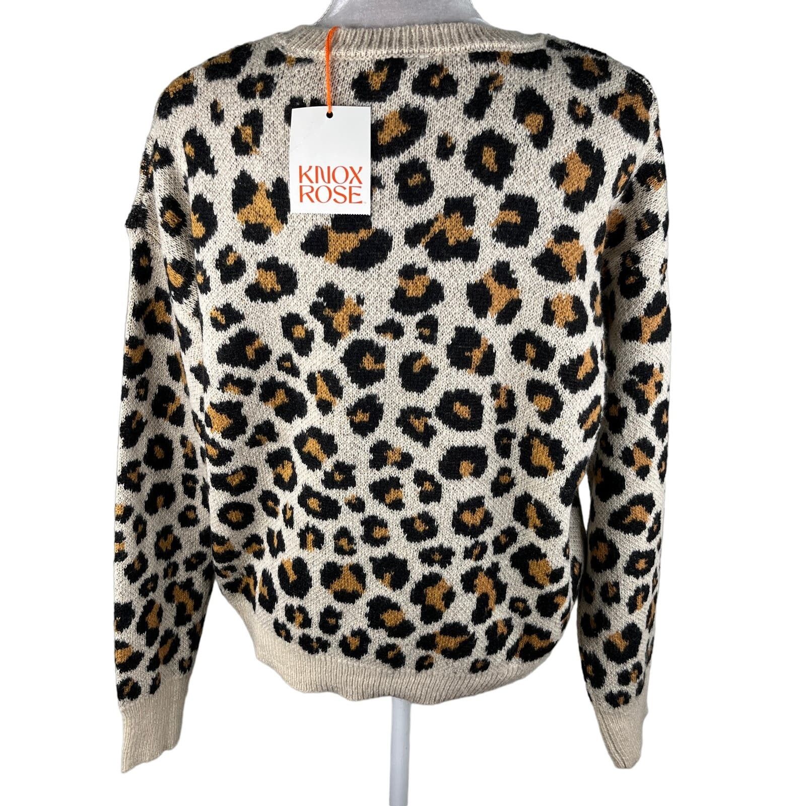 Other Knox Rose Leopard Sweater Medium Crew Pullover New Size M / US 6-8 / IT 42-44 - 2 Thumbnail