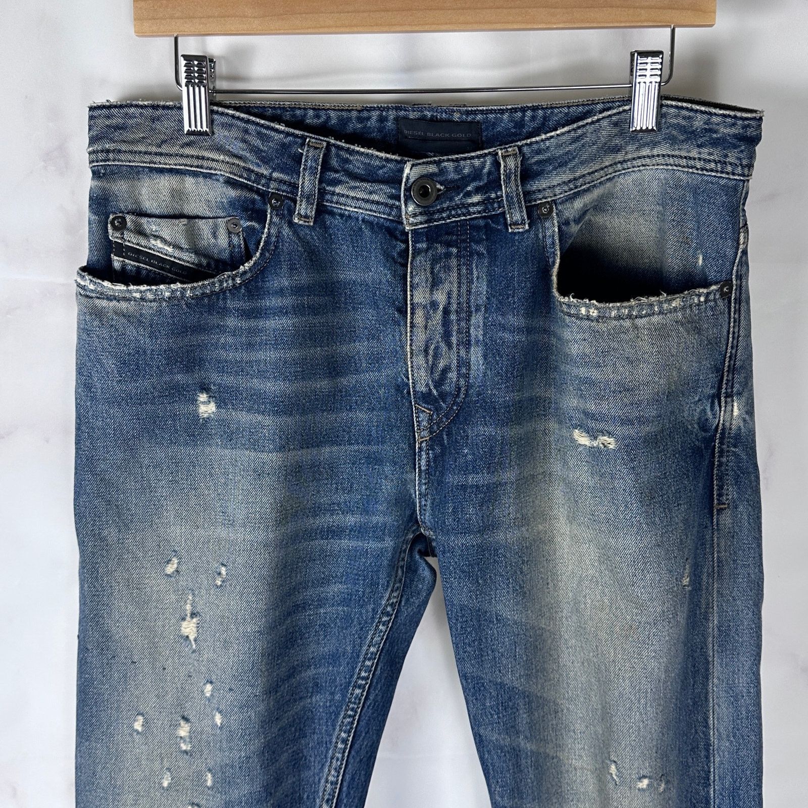 Diesel Black Gold Distressed & Repaired Denim Jeans Size US 32 / EU 48 - 2 Thumbnail