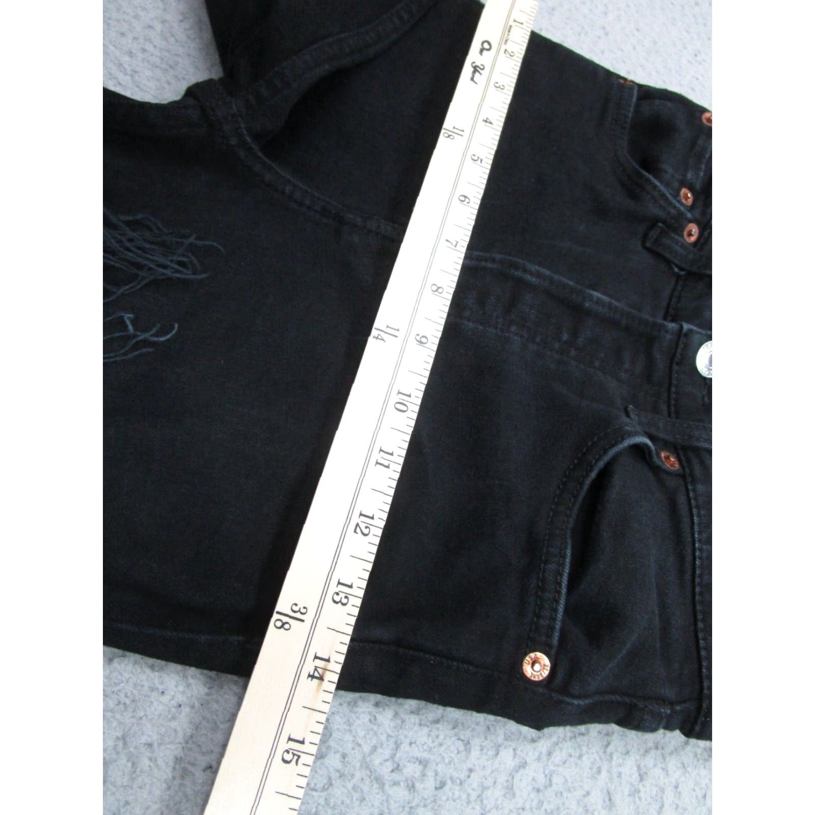 RE/DONE VINTAGE Re/Done Womens High Waisted Black Ankle Jeans 25 Distressed 70s Cotton Blend Size 42" / US 20 - 5 Thumbnail